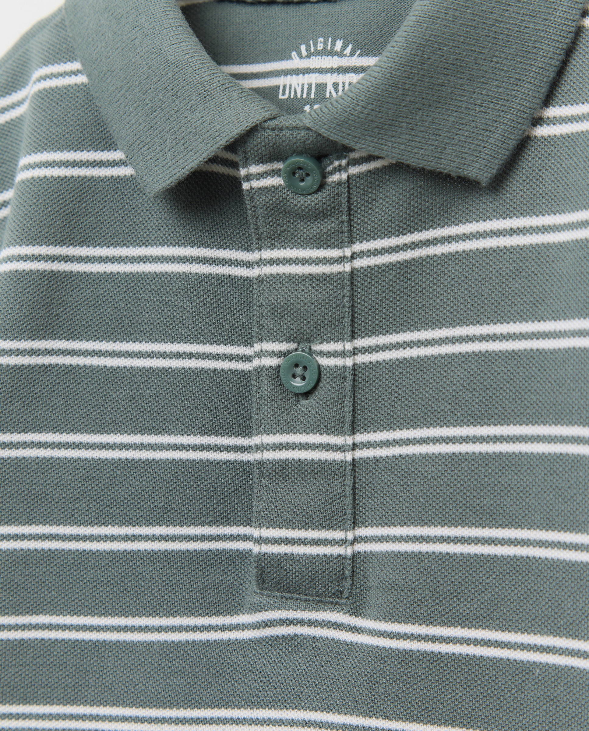 Polo de bebé piqué rayas manga corta 500 VERDE-3