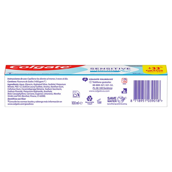 Sensitive Zahnpasta mit Sensi-Schaum für weiße Zähne Rohr 100 ml para dientes sensibles