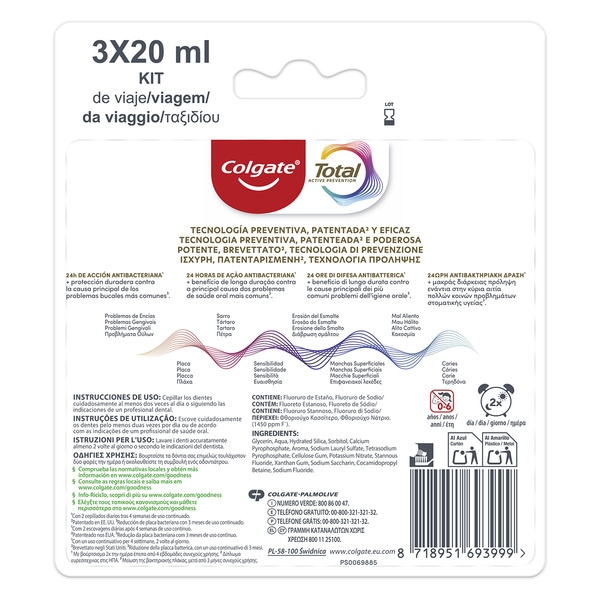 Original travel size toothpaste 3-pack tubes 20 ml