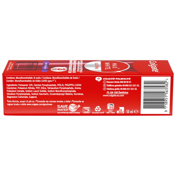 Max White Ultra whitener toothpaste tube 50 ml whiter teeth in 3 days