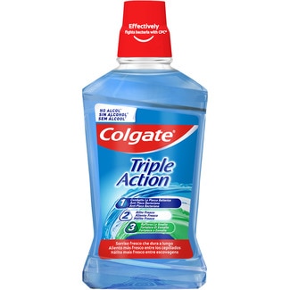 enjuague bucal Triple Action menta fresca sin alcohol frasco 500 ml - Colgate