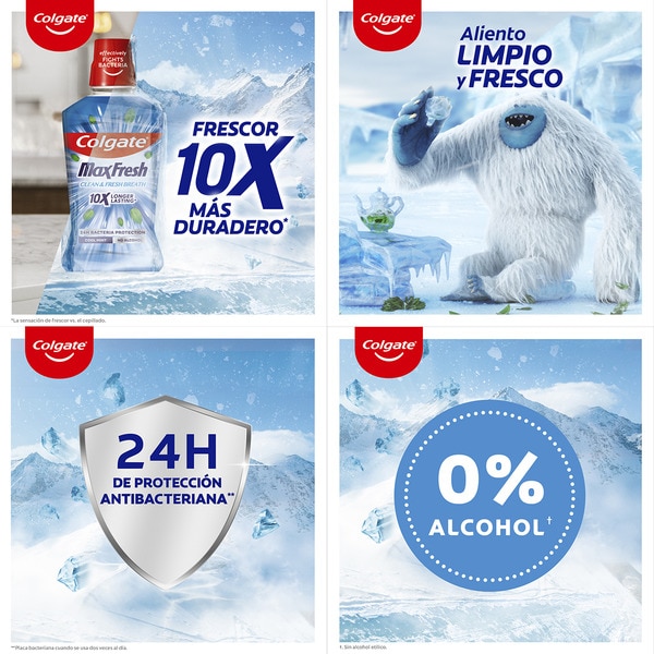 Max Fresh Protect enjuague bucal menta fresca 0% alcohol bottle 500 ml