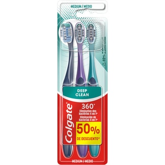 cepillo dental Deep Clean 360 º 4 en 1 mediom blister 3 unidades - Colgate