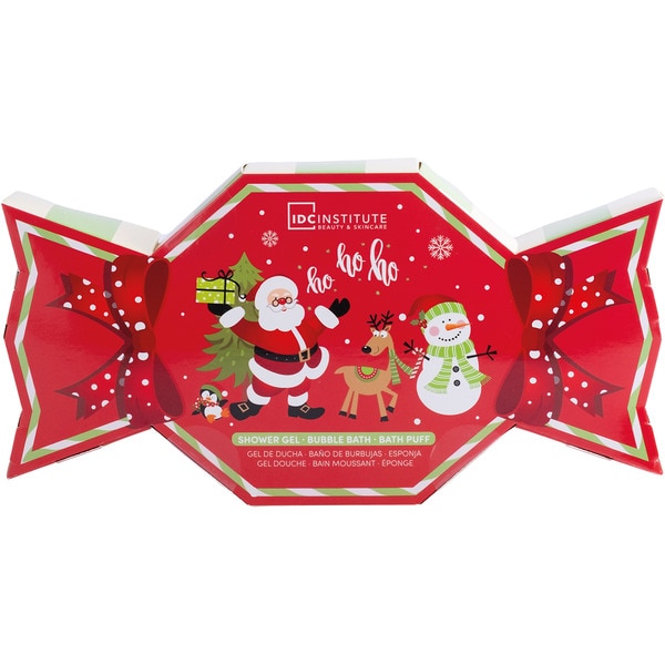 Christmas Cracker Set baño infantil con gel de ducha, baño de burbujas y esponja