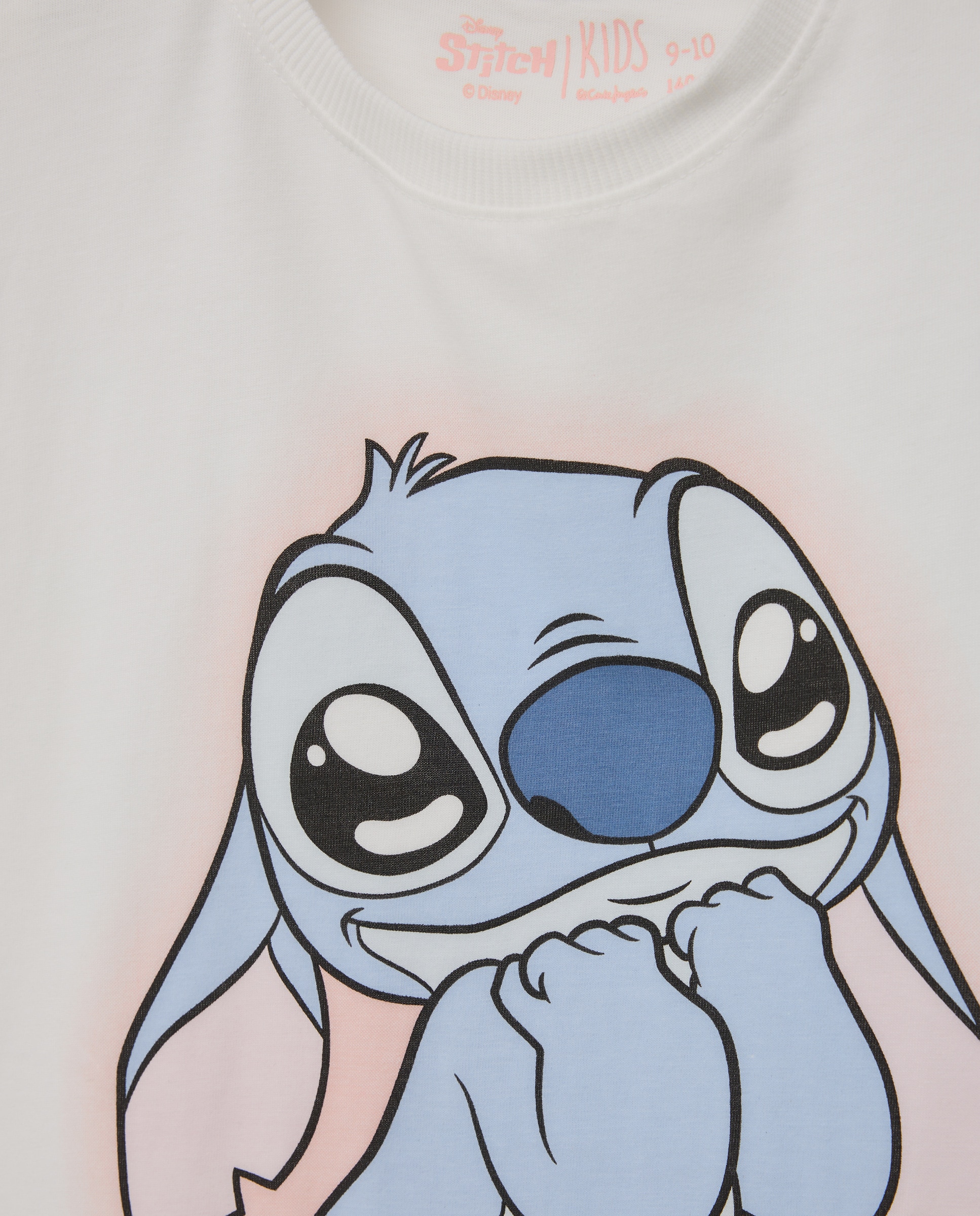 T-shirt de Manga Curta com Estampado Posicional Stitch Primeiro Plano Branco-5