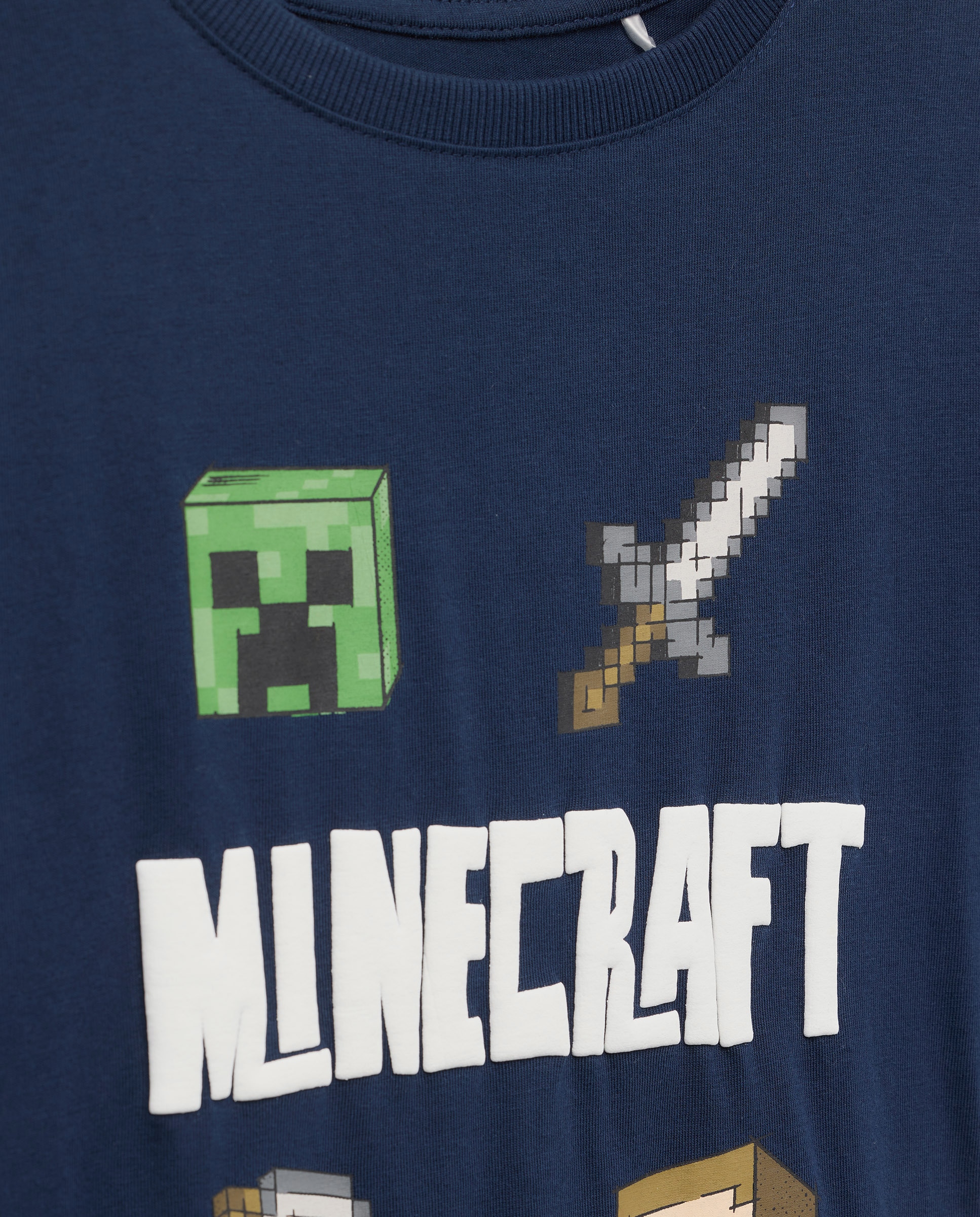 T-shirt de Manga Curta com Estampado Minecraft Azul-marinho-5