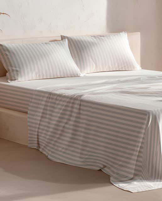 Imagen 0 de Juego de sábanas rayas 100% algodón agua