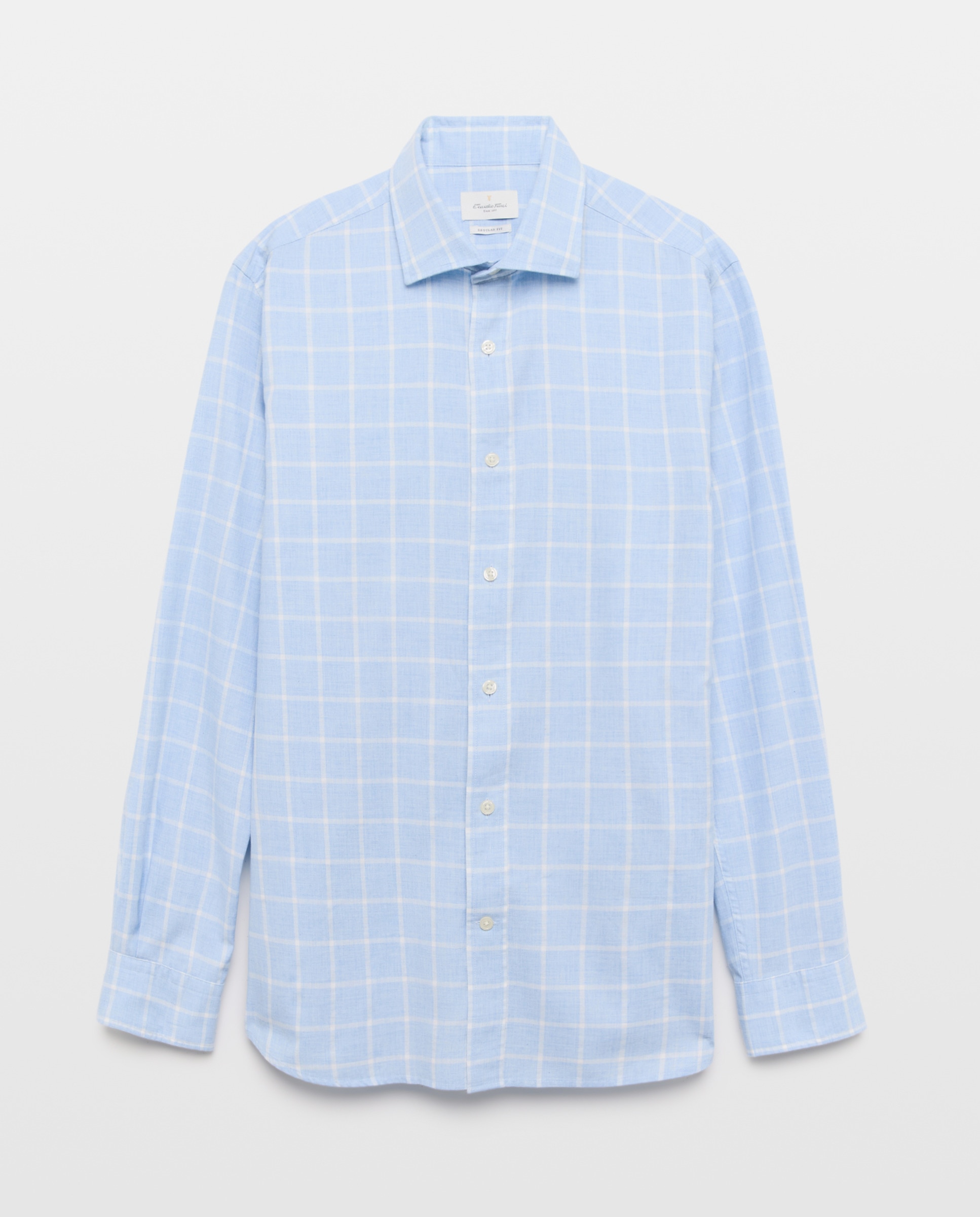 Camisa Casual de Ganga com Manga Comprida Azul-4