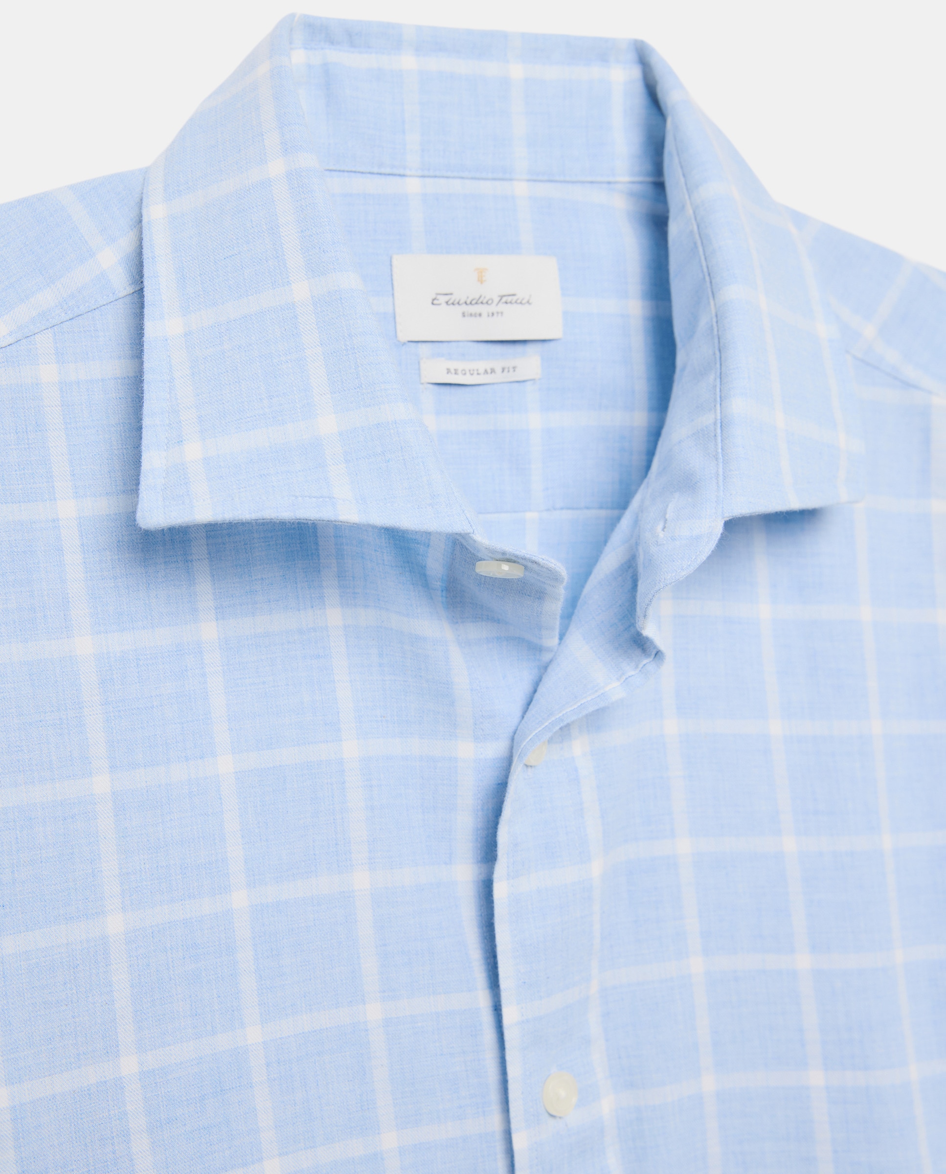 Camisa Casual de Ganga com Manga Comprida Azul-5