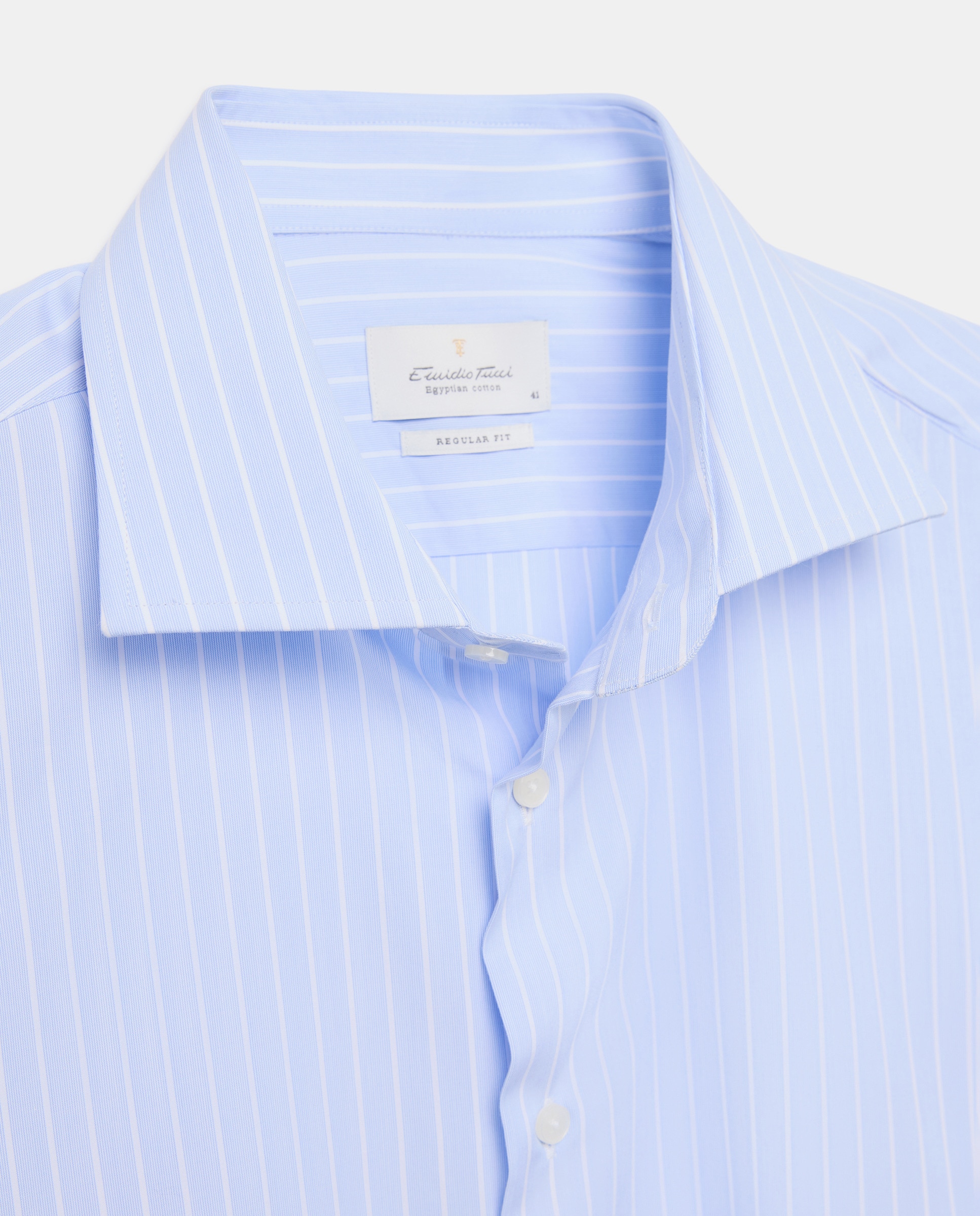 Camisa Formal de Algodão Egípcio com Manga Comprida Azul-5