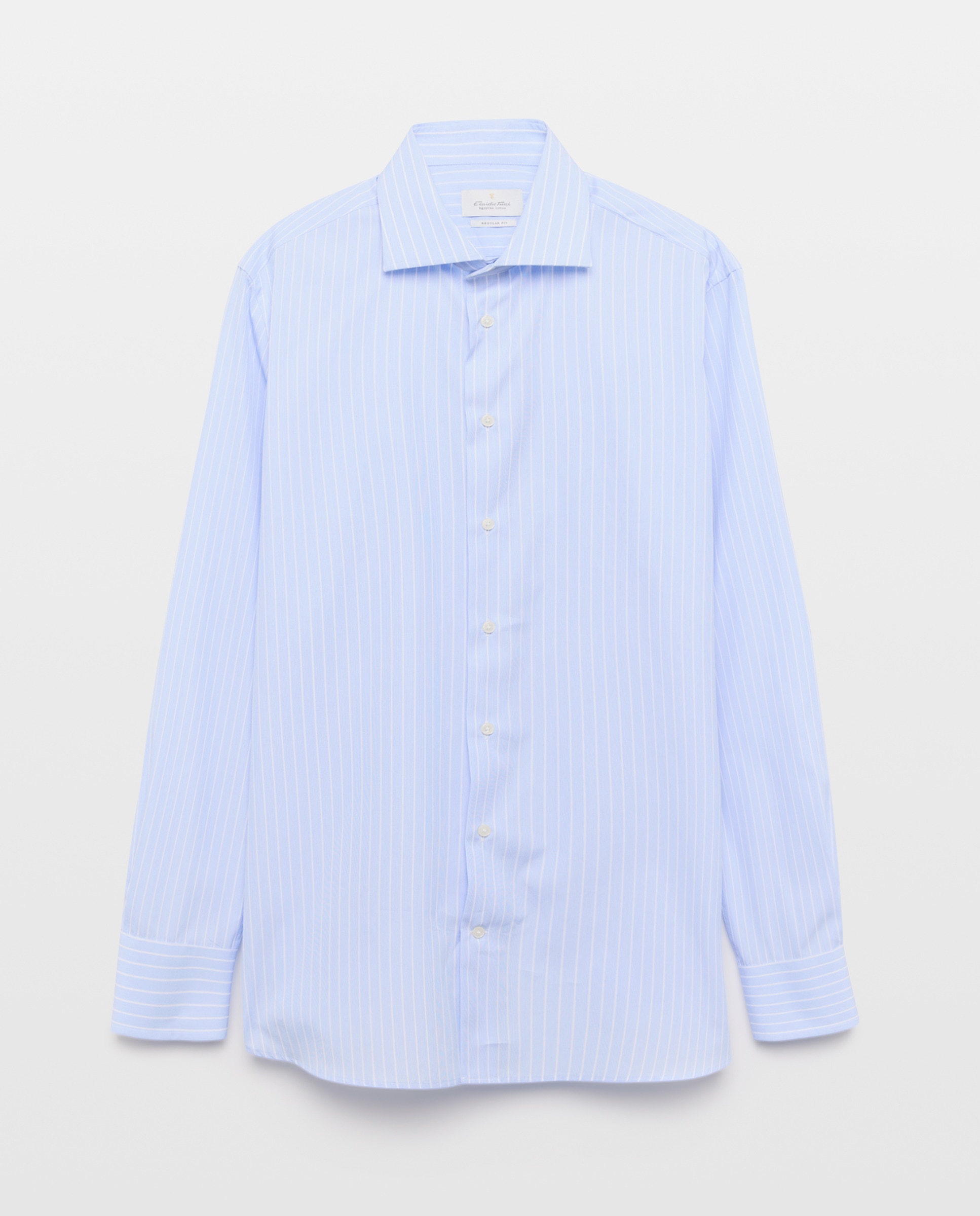 Camisa Formal de Algodão Egípcio com Manga Comprida Azul-4
