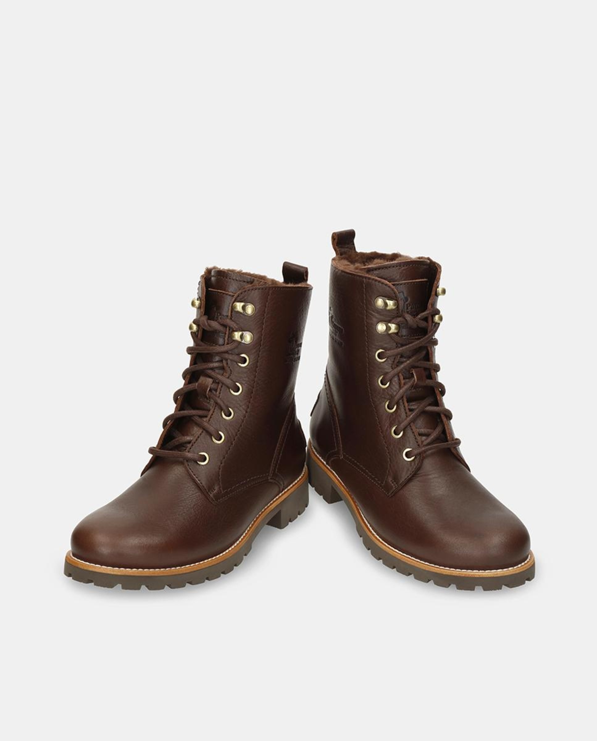 Botas em Pele e com Forro de Pelo Sintético Castanho-escuro-3