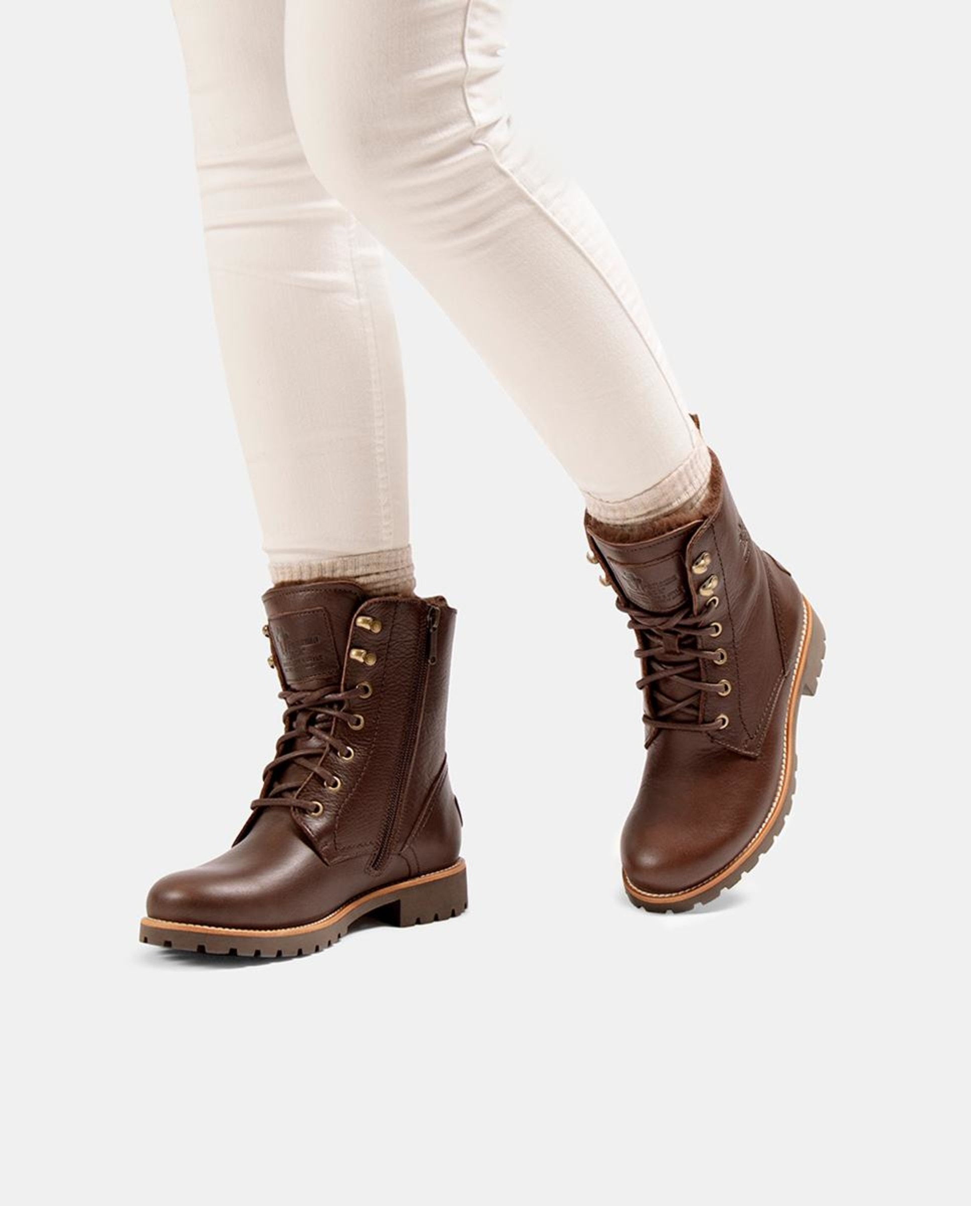 Botas em Pele e com Forro de Pelo Sintético Castanho-escuro-2