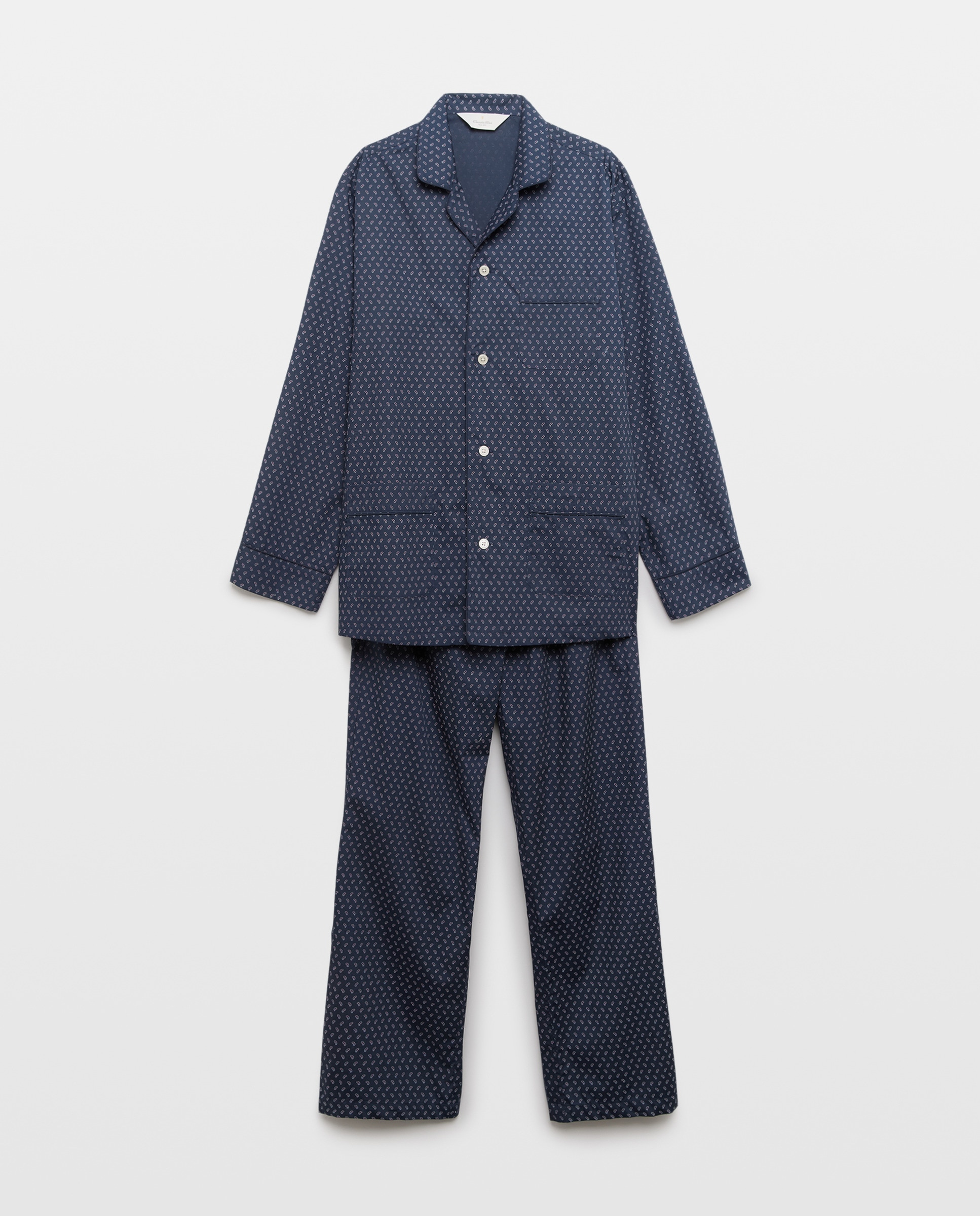 Pijama de Popelina em Tecido Paisley Azul-marinho-3