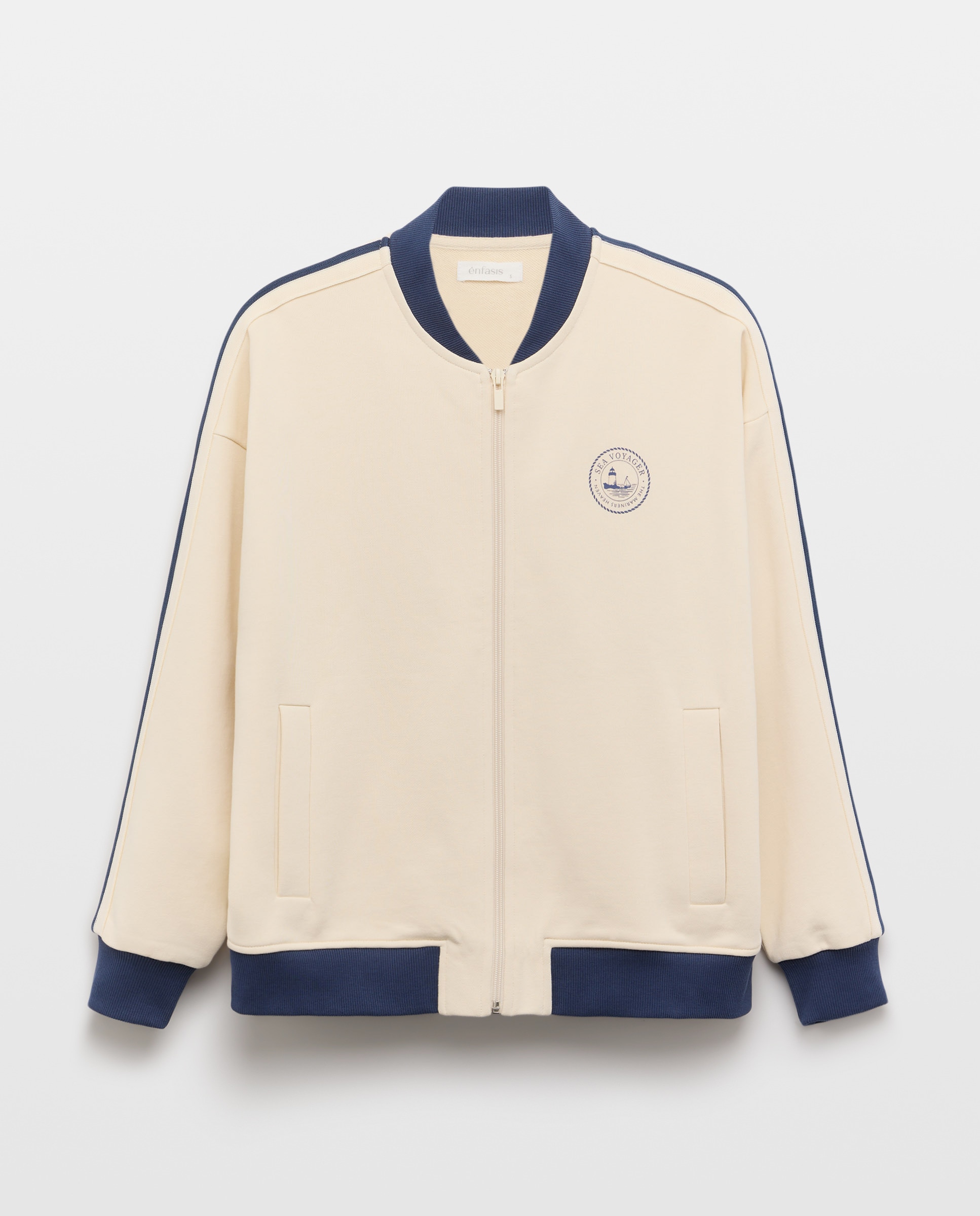 Casaco Tipo Blusão com Contraste 120 Cru-4