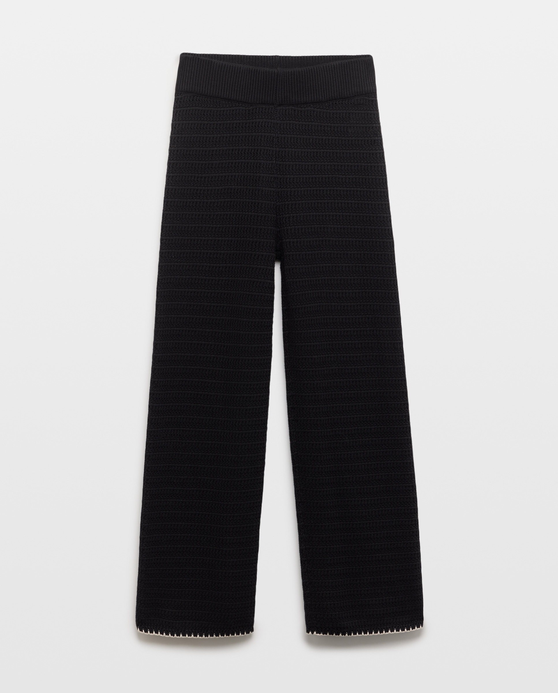 Pantalón de mujer de algodón con contrastes Negro-4