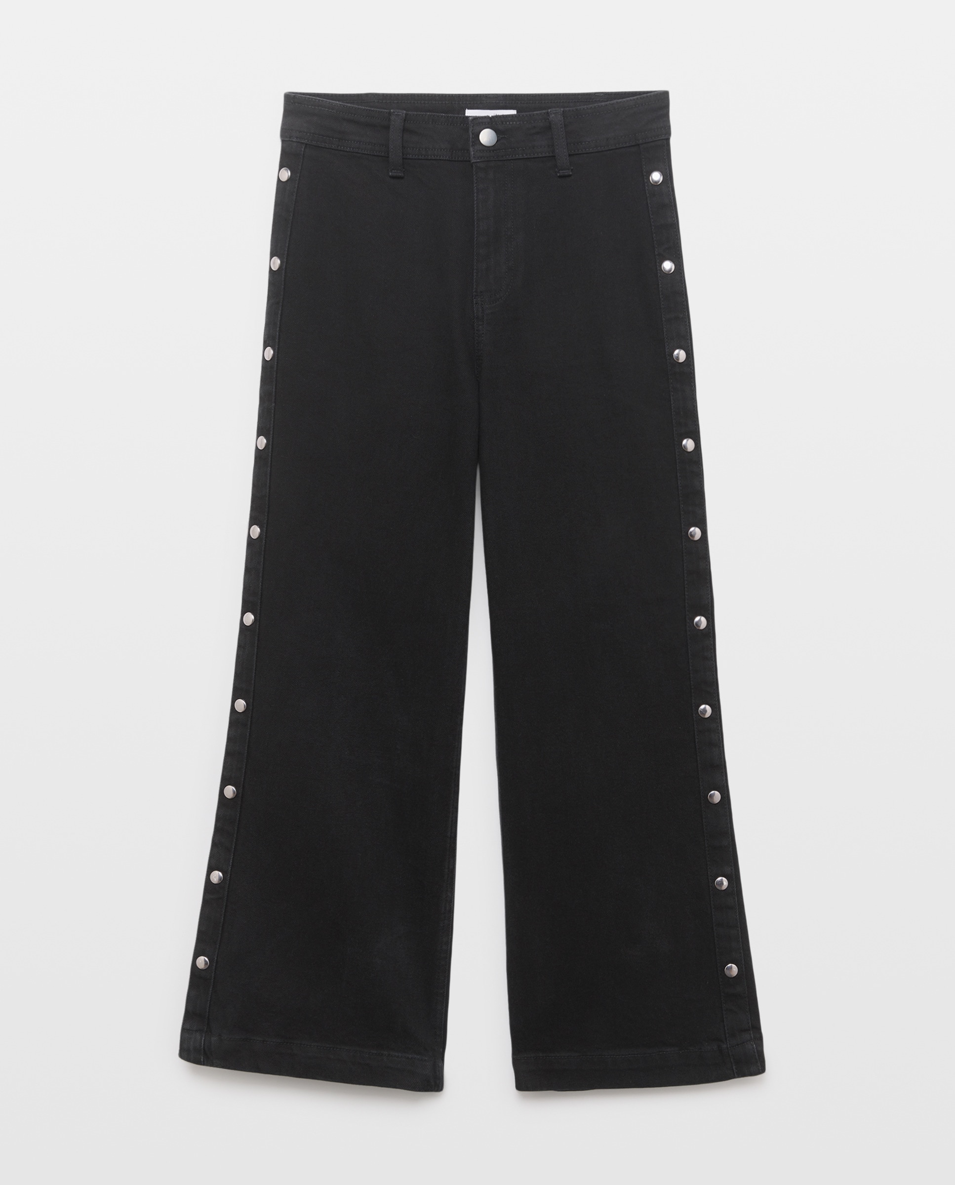 Denim wide-leg tachas de mujer Negro intenso-4