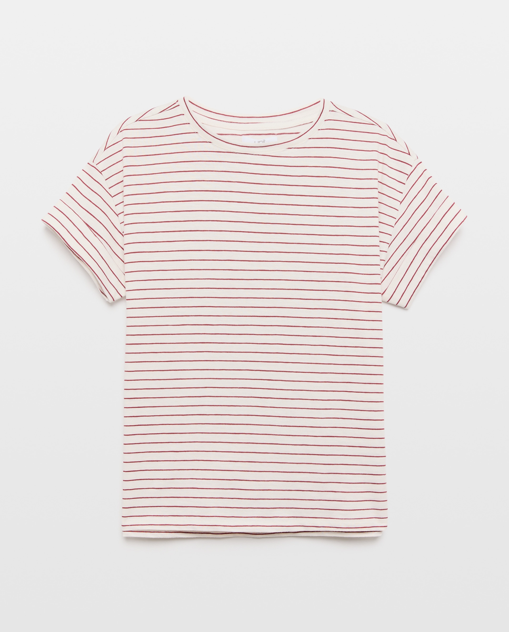 Imagen 0 de Camiseta básica de mujer cuello caja de rayas