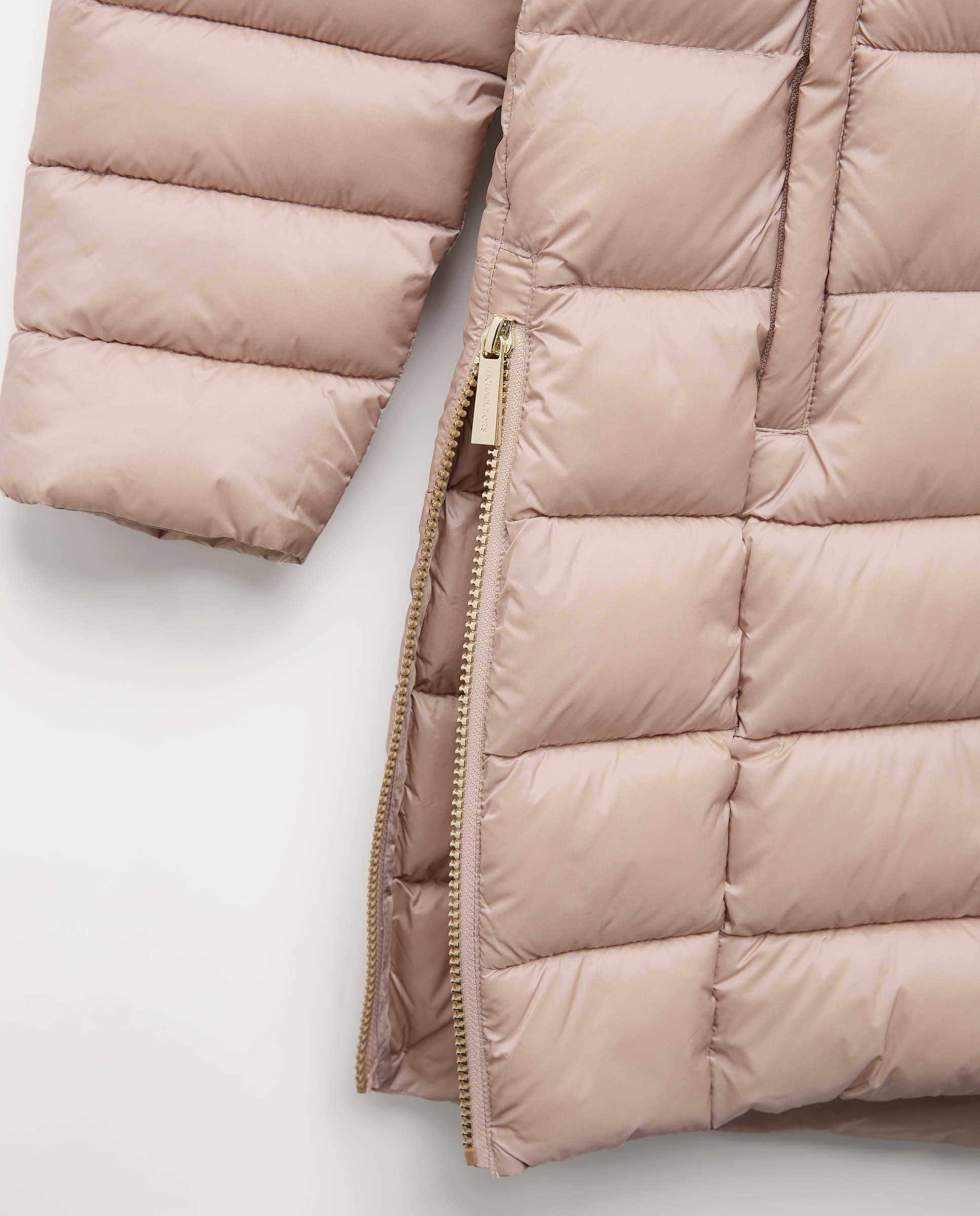 Blusão Acolchoado Comprido Fechado com Fecho de Correr Ouro-5