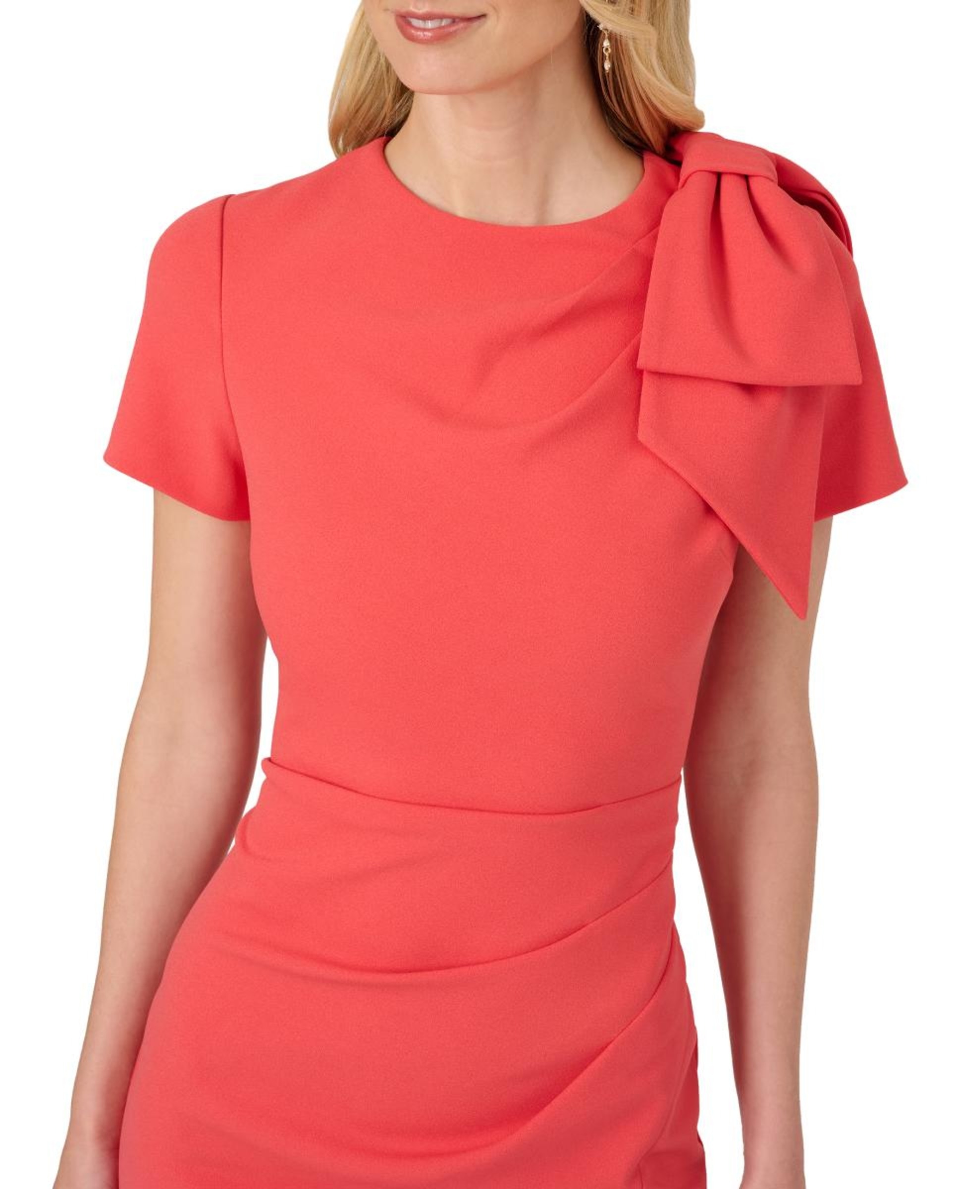 Vestido Midi Plissado com Laço Laranja-4