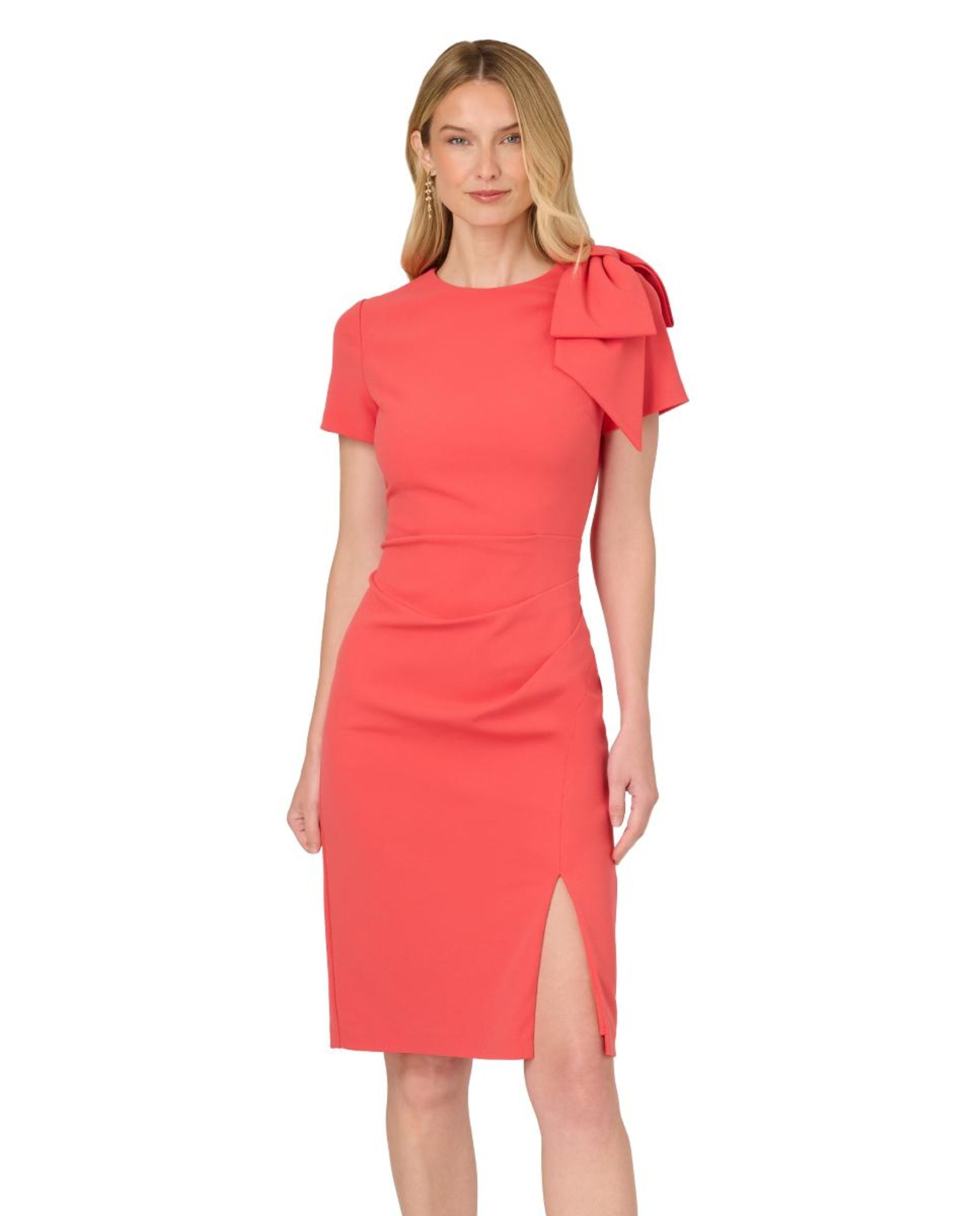 Vestido Midi Plissado com Laço Laranja-3