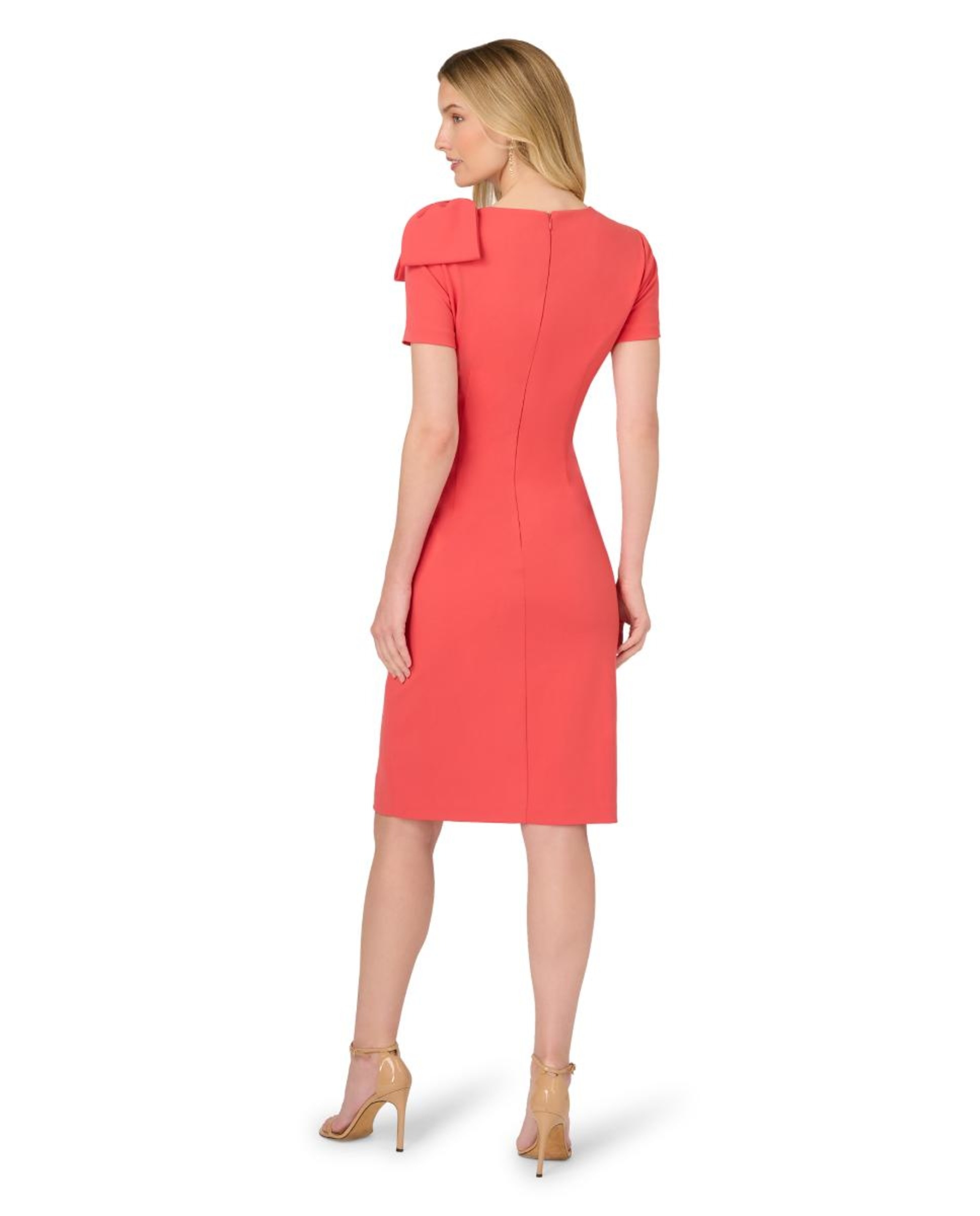 Vestido Midi Plissado com Laço Laranja-2