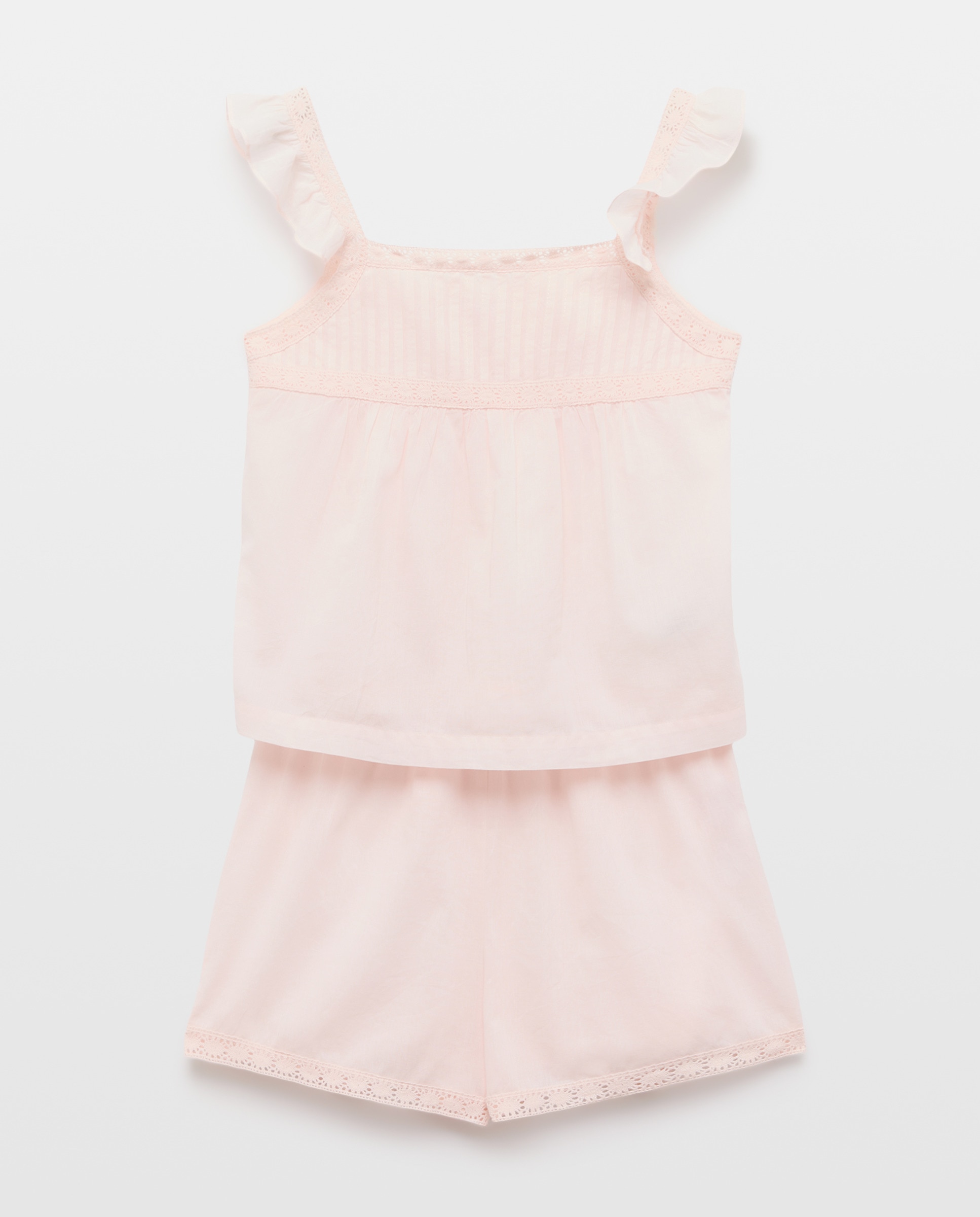 Pijama mujer algodón tirantes lace Rosa claro-3