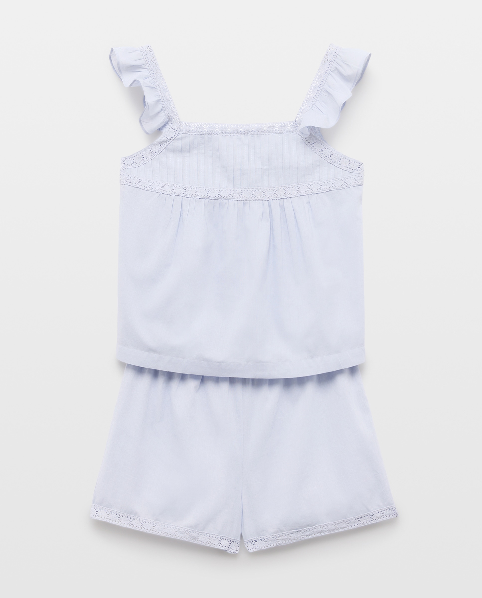 Pijama mujer algodón tirantes lace 410 Azul claro-3