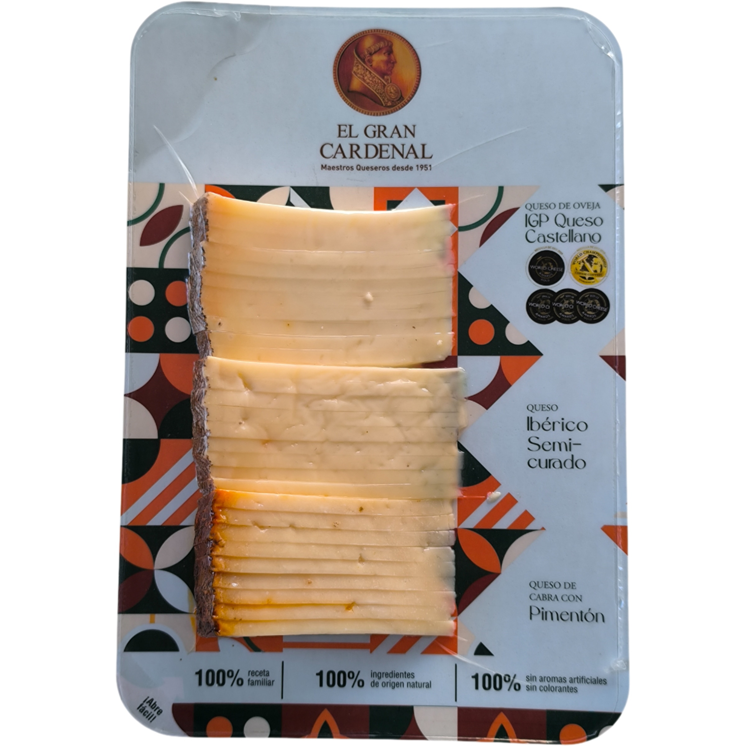 tabla queso castellano, queso ibérico semi y queso de cabra con pimentón envase 300 g