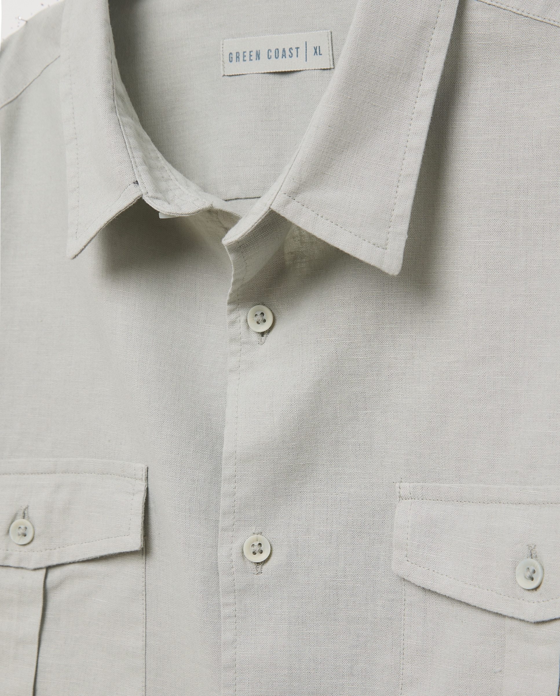 Camisa Lisa de Linho Utility 510 Verde Claro-5