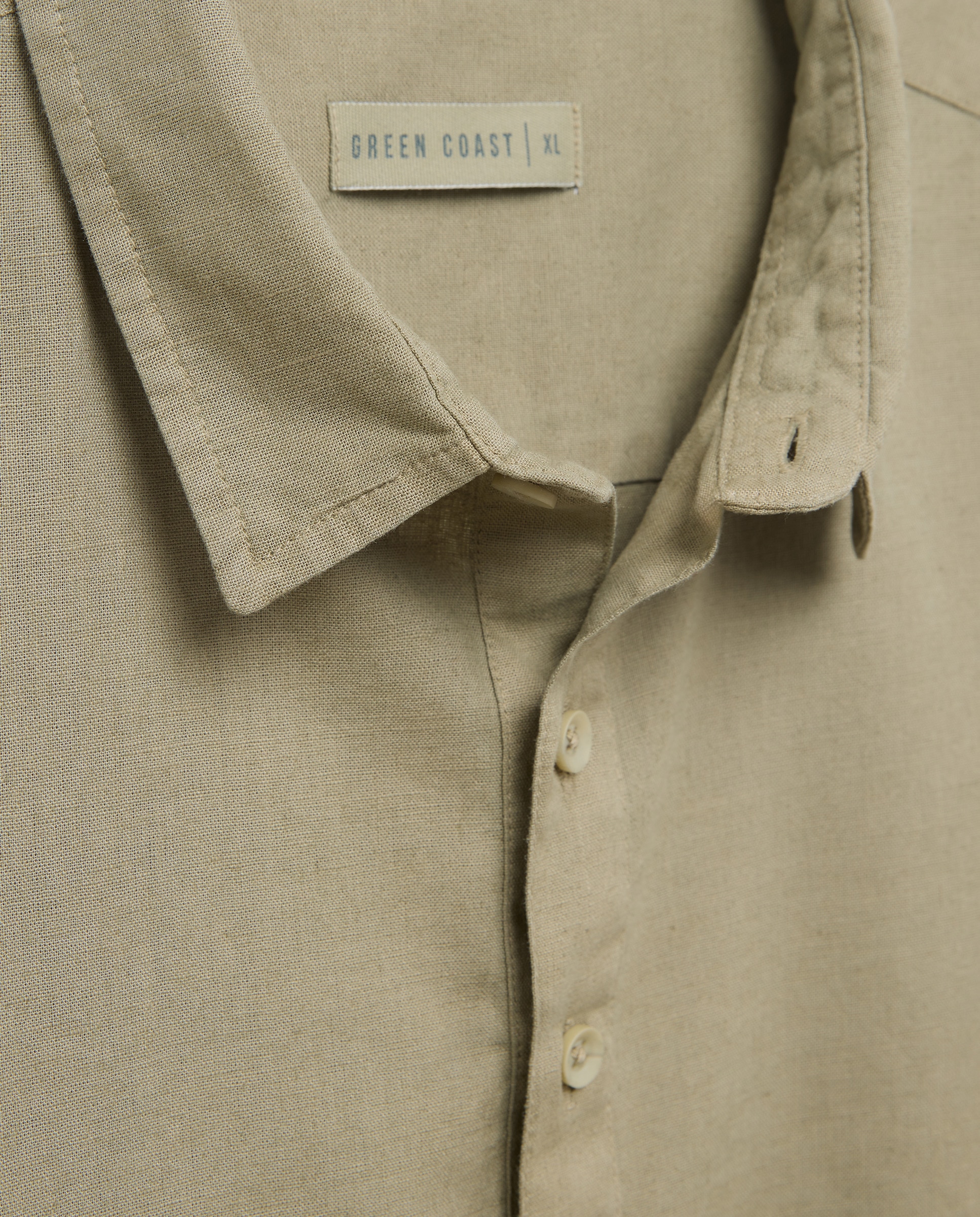 Camisa Lisa de Linho Tipo Polo 520 Caqui-5