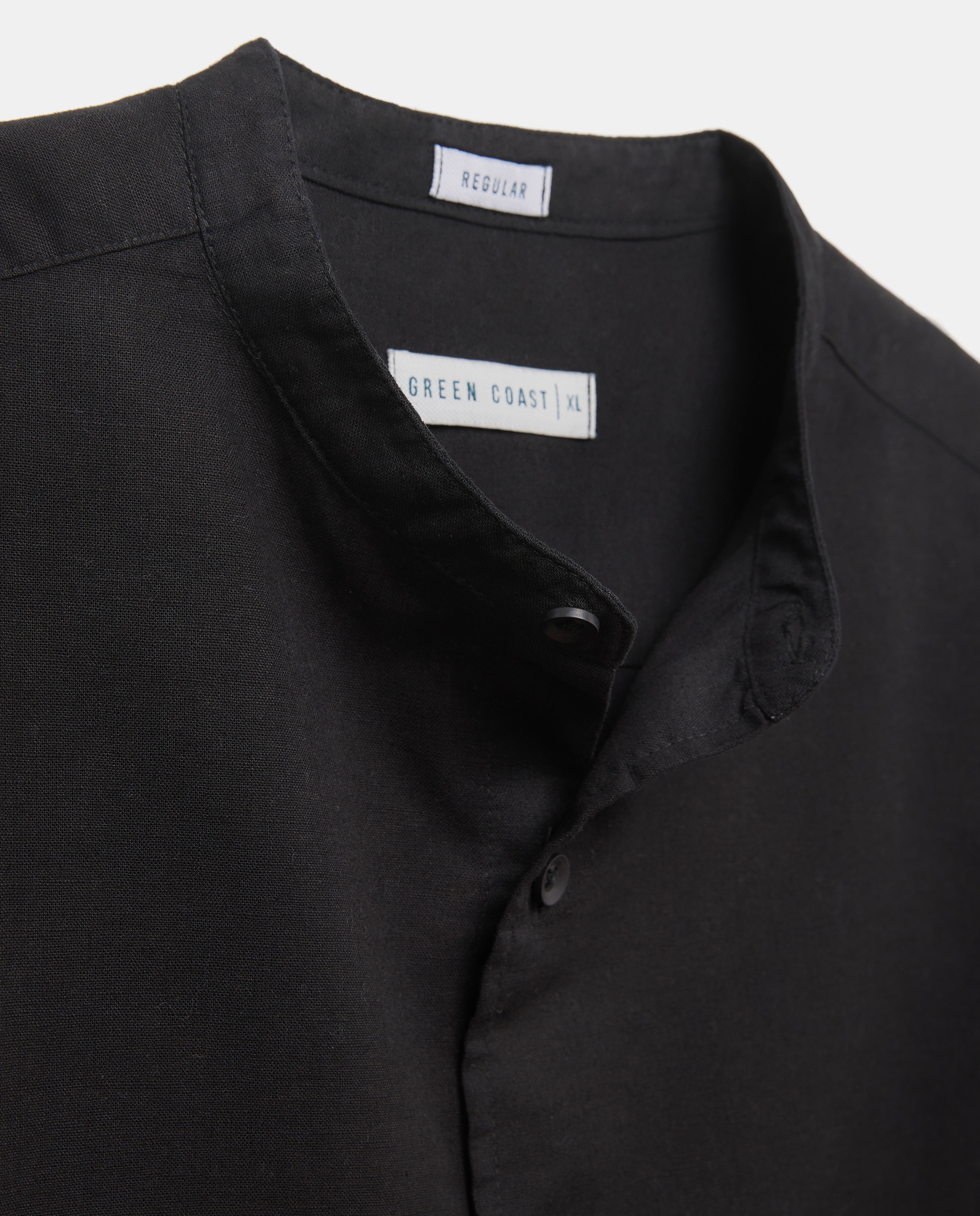 Camisa Lisa de Linho Preto-5