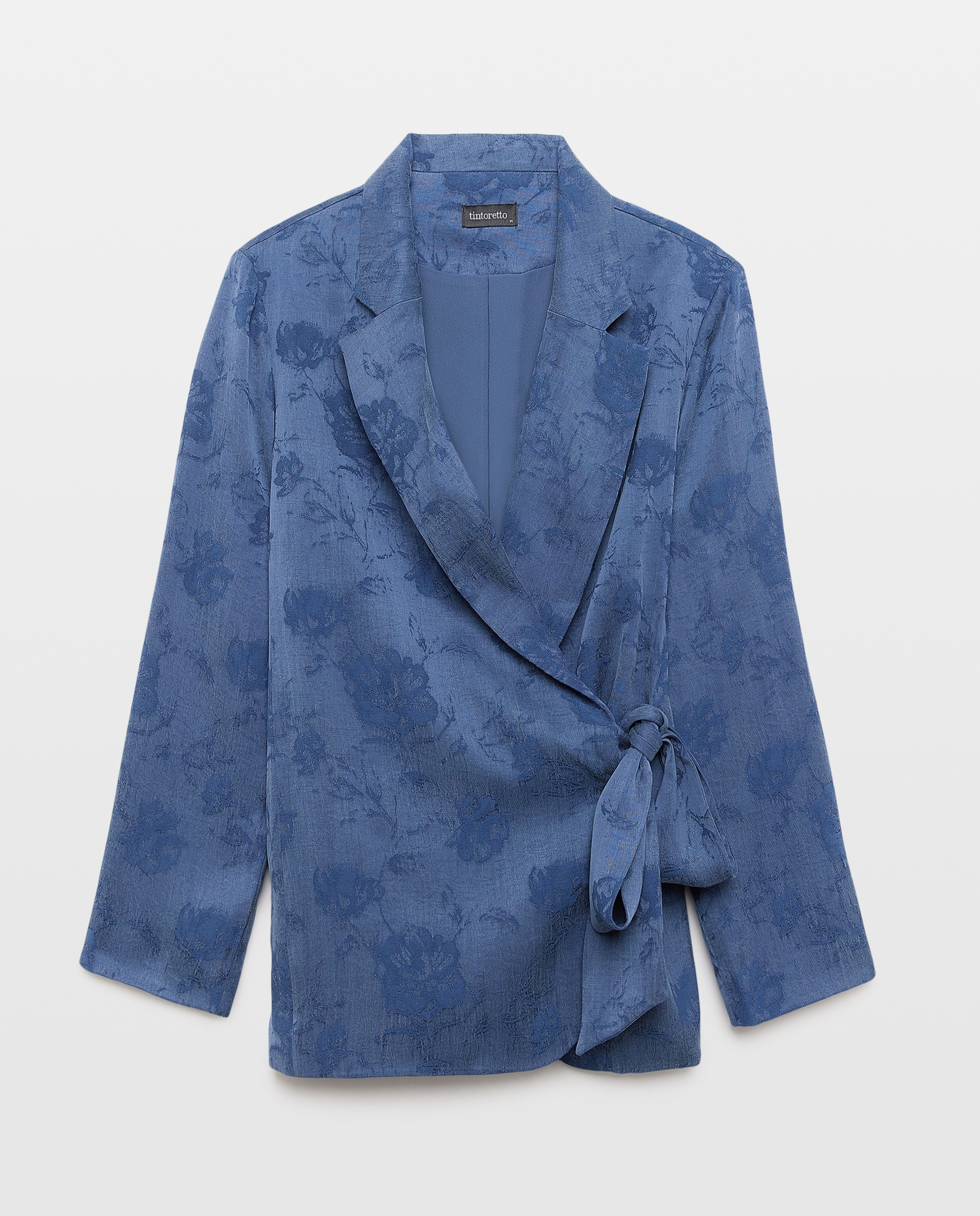 Blazer de Fato com Jacquard e Laço 471 Índigo-5