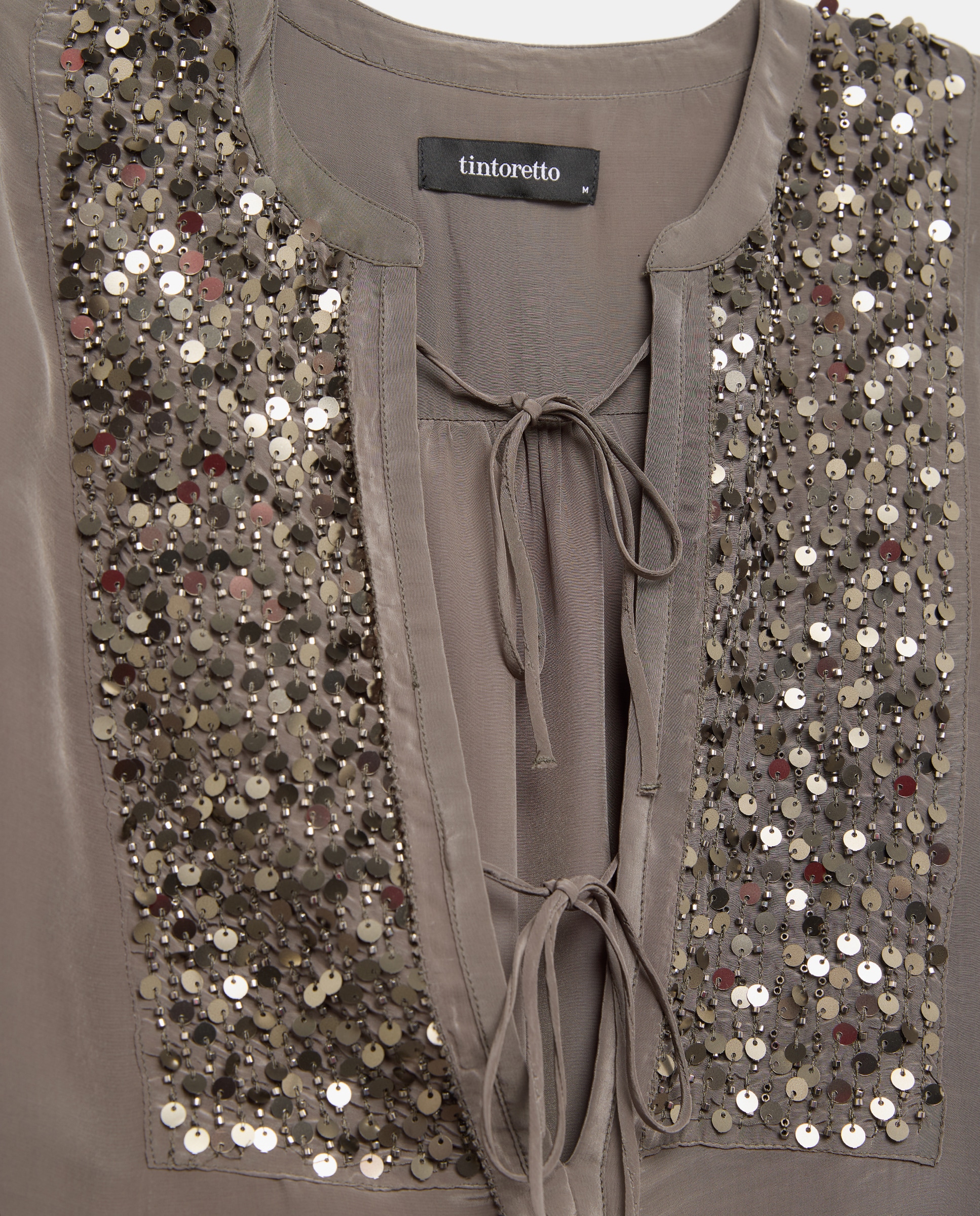 Blusa com Decote em Bico e Missangas 830 Antracite-6