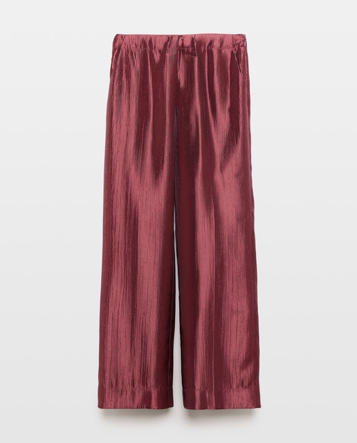 Imagem 0 de Calças Lisas com Efeito Enrugado