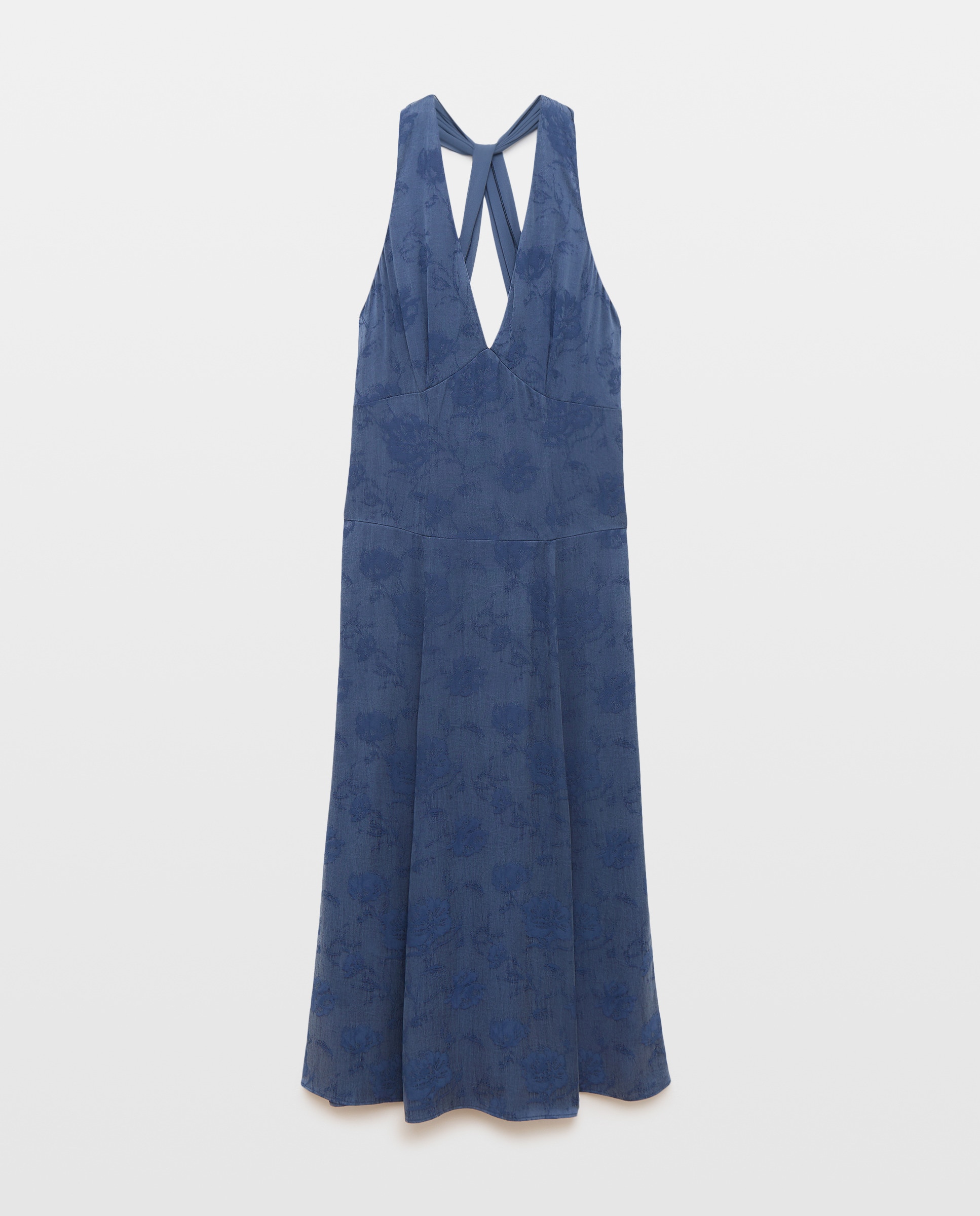 Vestido Comprido Jacquard 471 Índigo-5