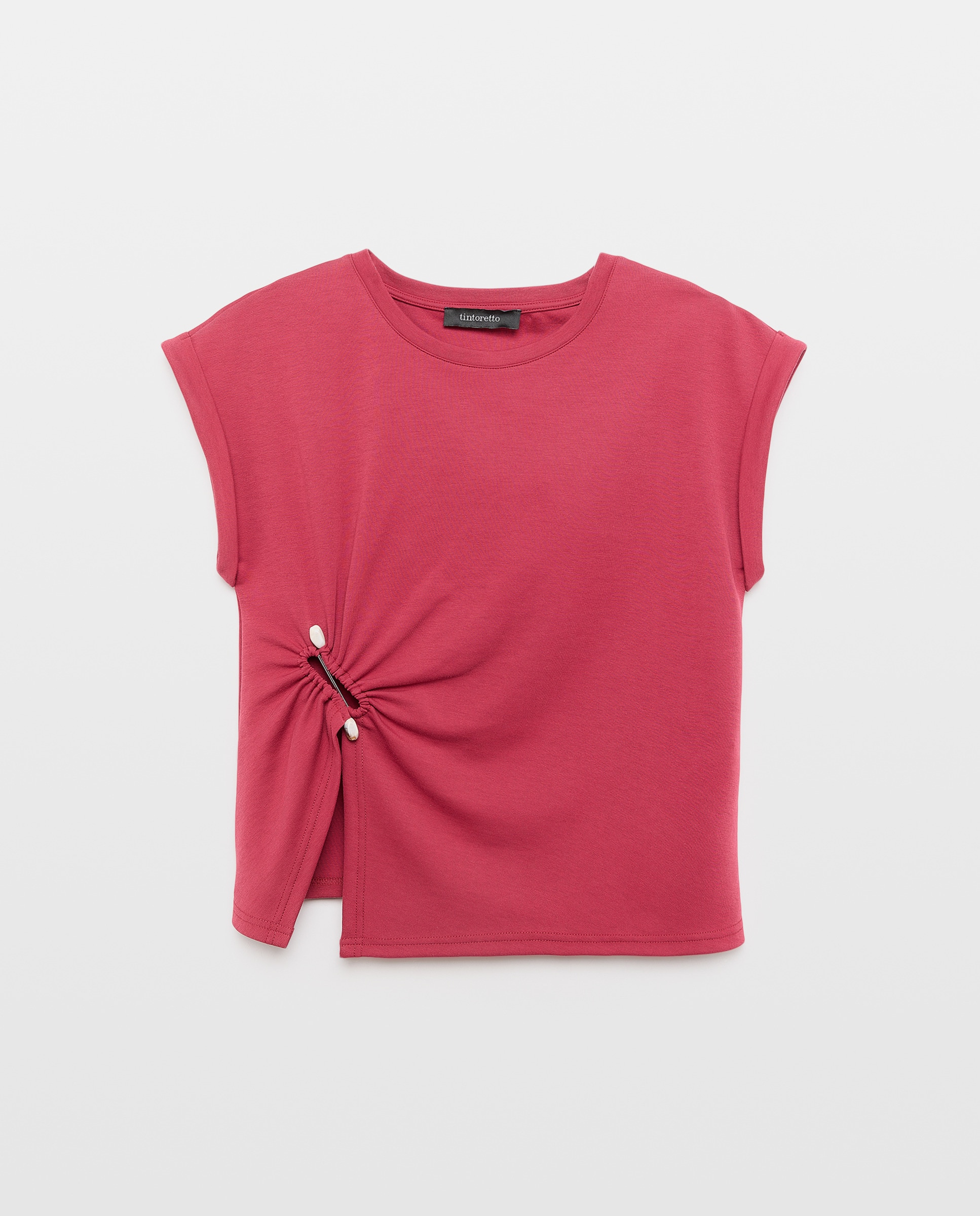 T-shirt com Franzido Lateral e Missanga Ameixa-4