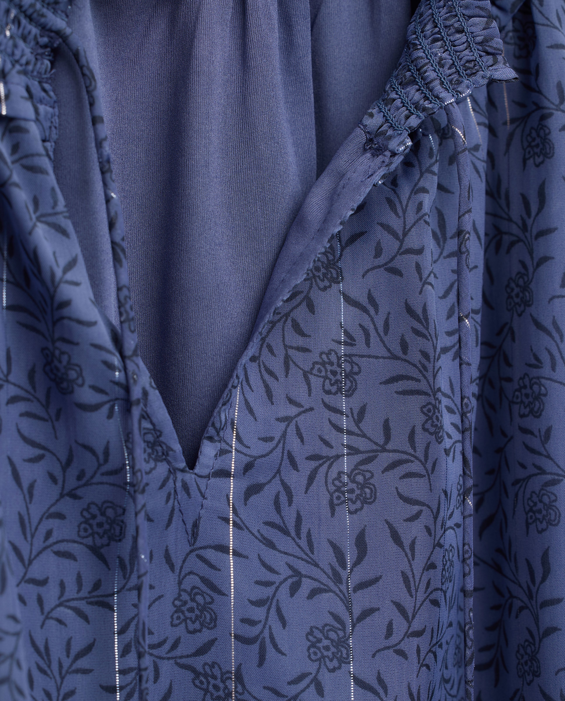 Blusa de Chiffon com Manga Comprida com Elásticos Azul pálido-5