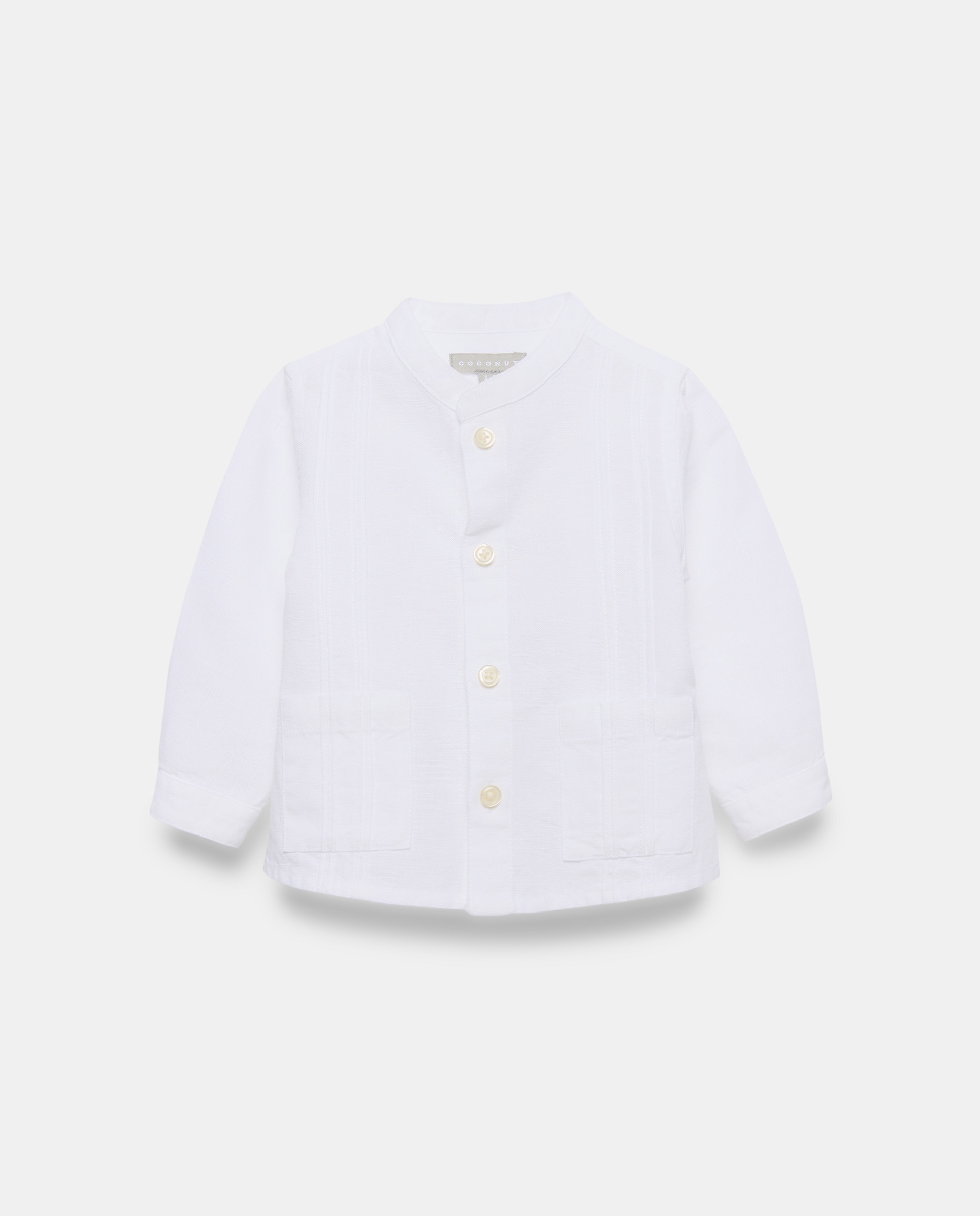Camisa de Manga Comprida com Tira Guayabera de Bebé Branco-1