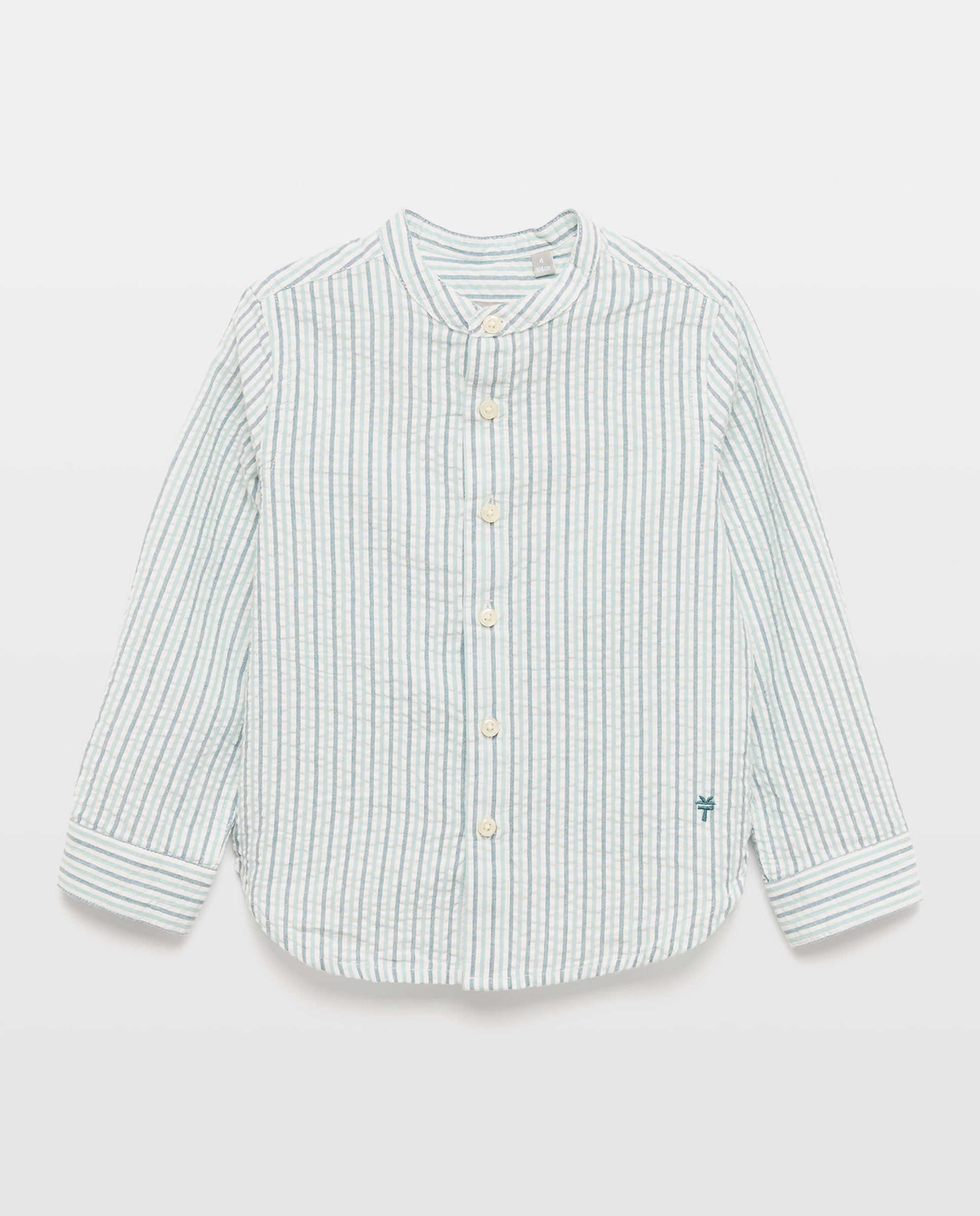 Camisa de Manga Comprida com Gola à Padre e Risca Bicolor Coconut El Corte Inglés Verde-4