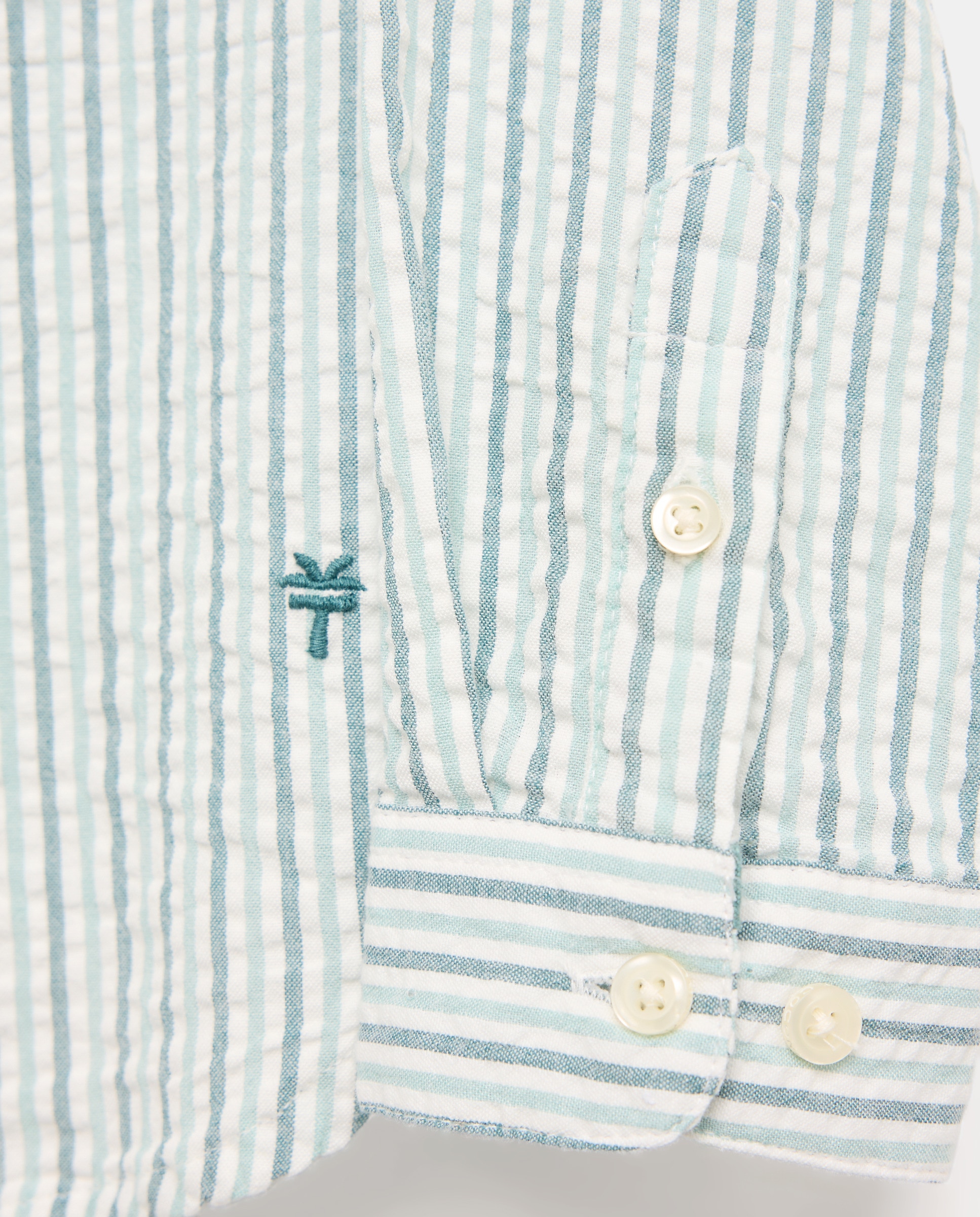 Camisa de Manga Comprida com Gola à Padre e Risca Bicolor Coconut El Corte Inglés Verde-5