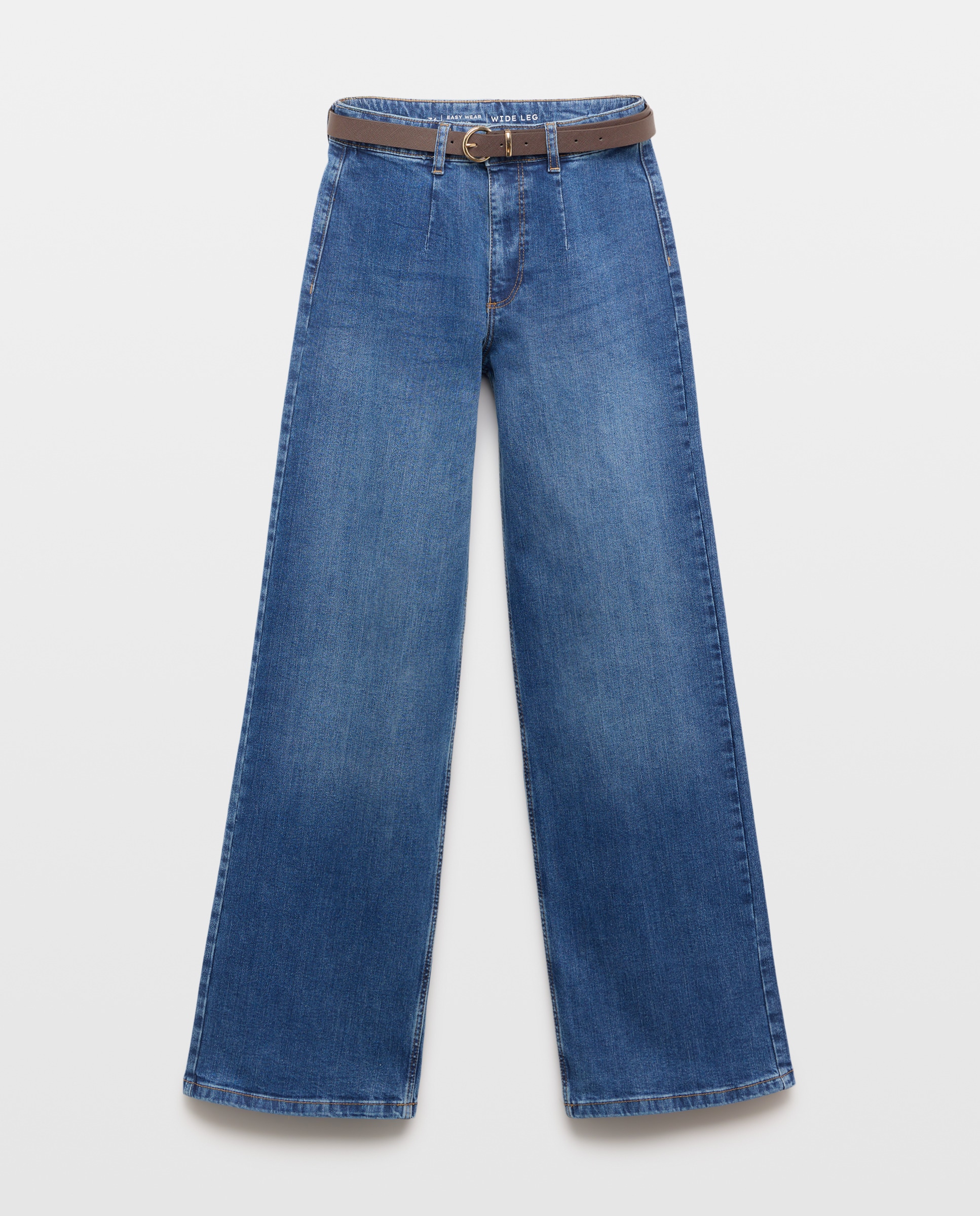 Jeans Wideleg com Cinto Azul-4