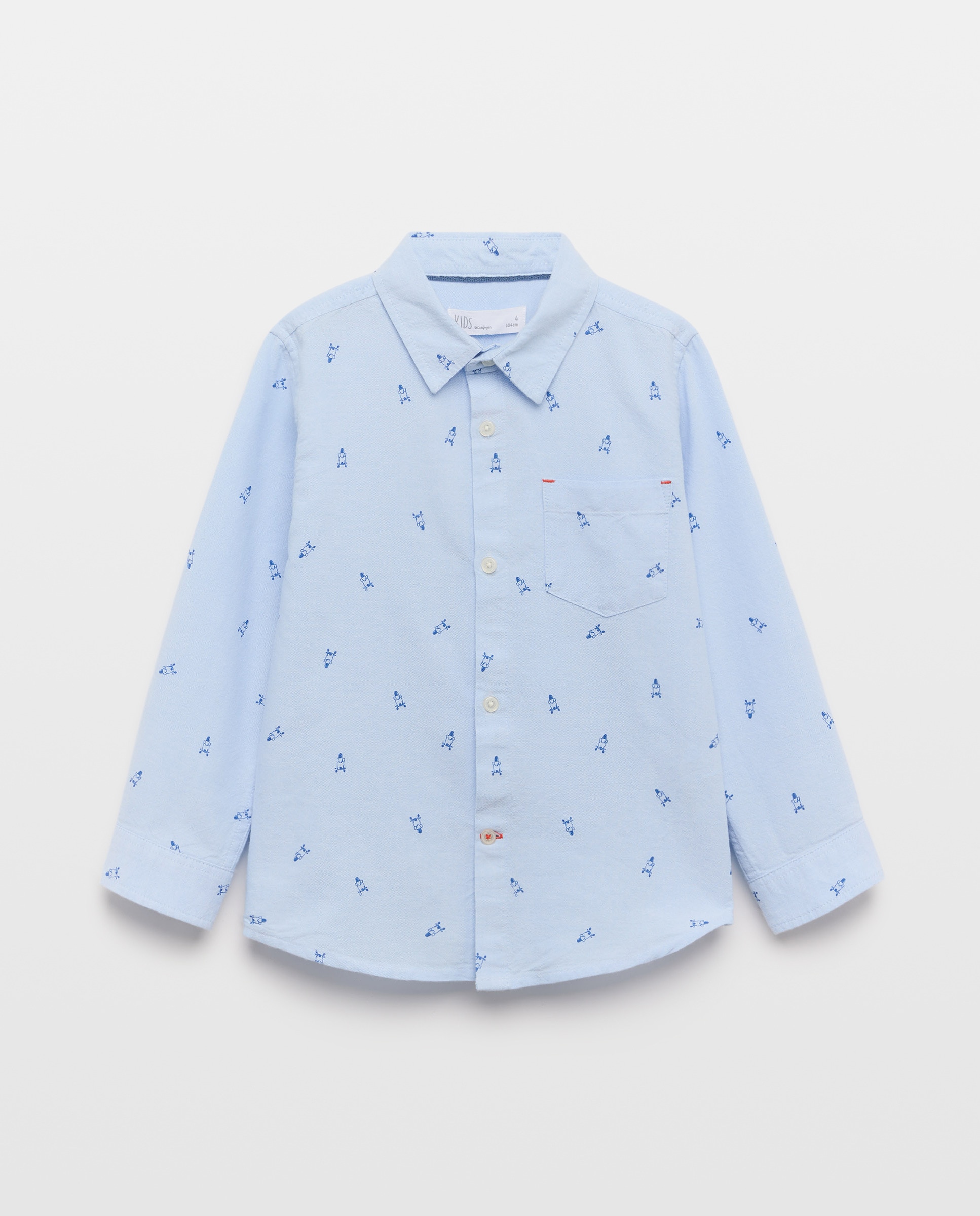 Camisa Oxford com Manga Comprida e Estampado Kids El Corte Inglés Azul-5