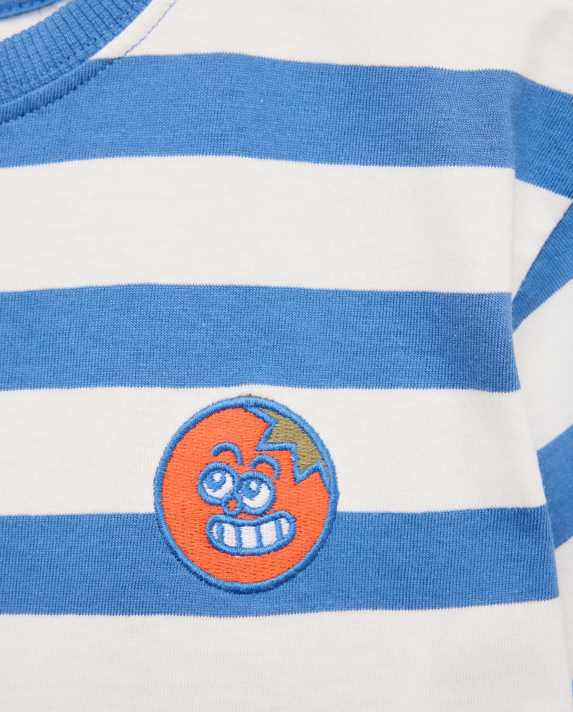 T-shirt de Manga Curta às Riscas Azul-5