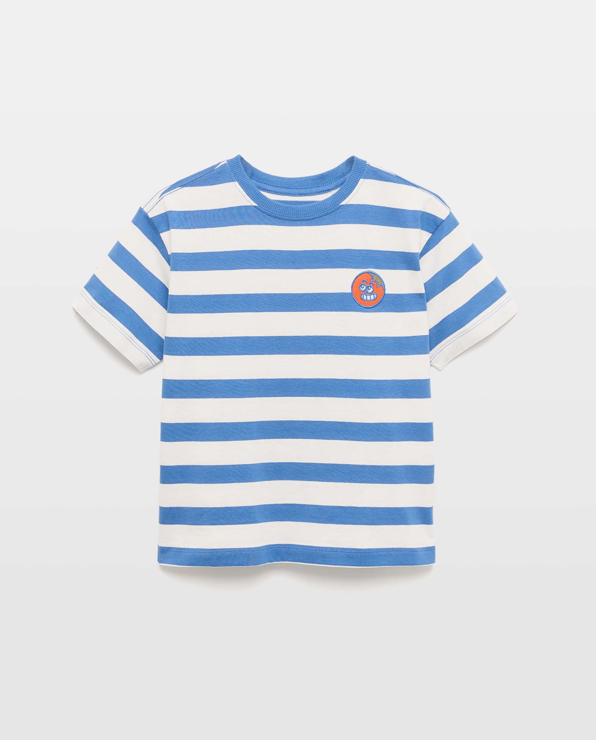 T-shirt de Manga Curta às Riscas Azul-4