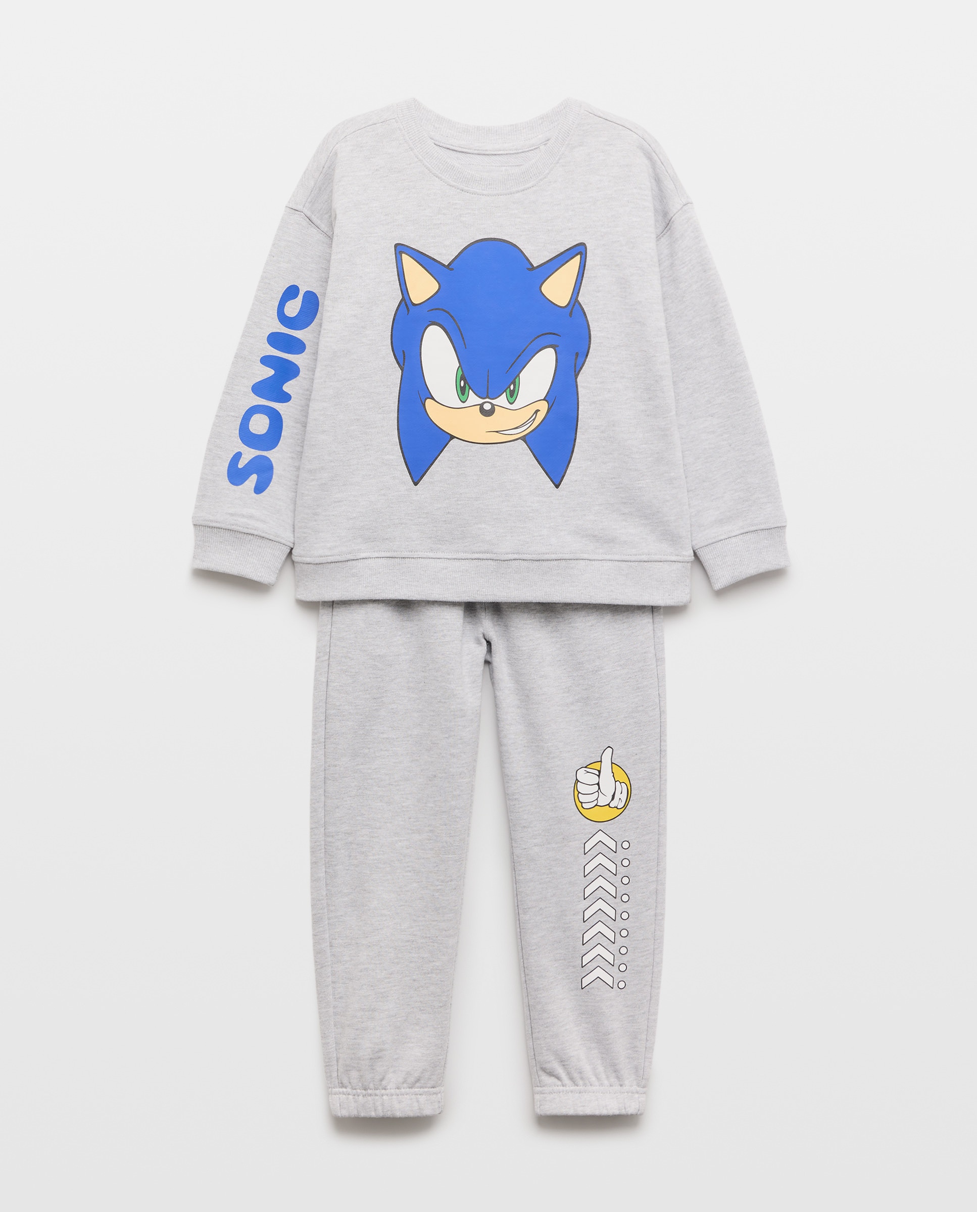 Conjunto Comprido de 2 Peças com Estampado Sonic Kids El Corte Inglés Cinzento-4