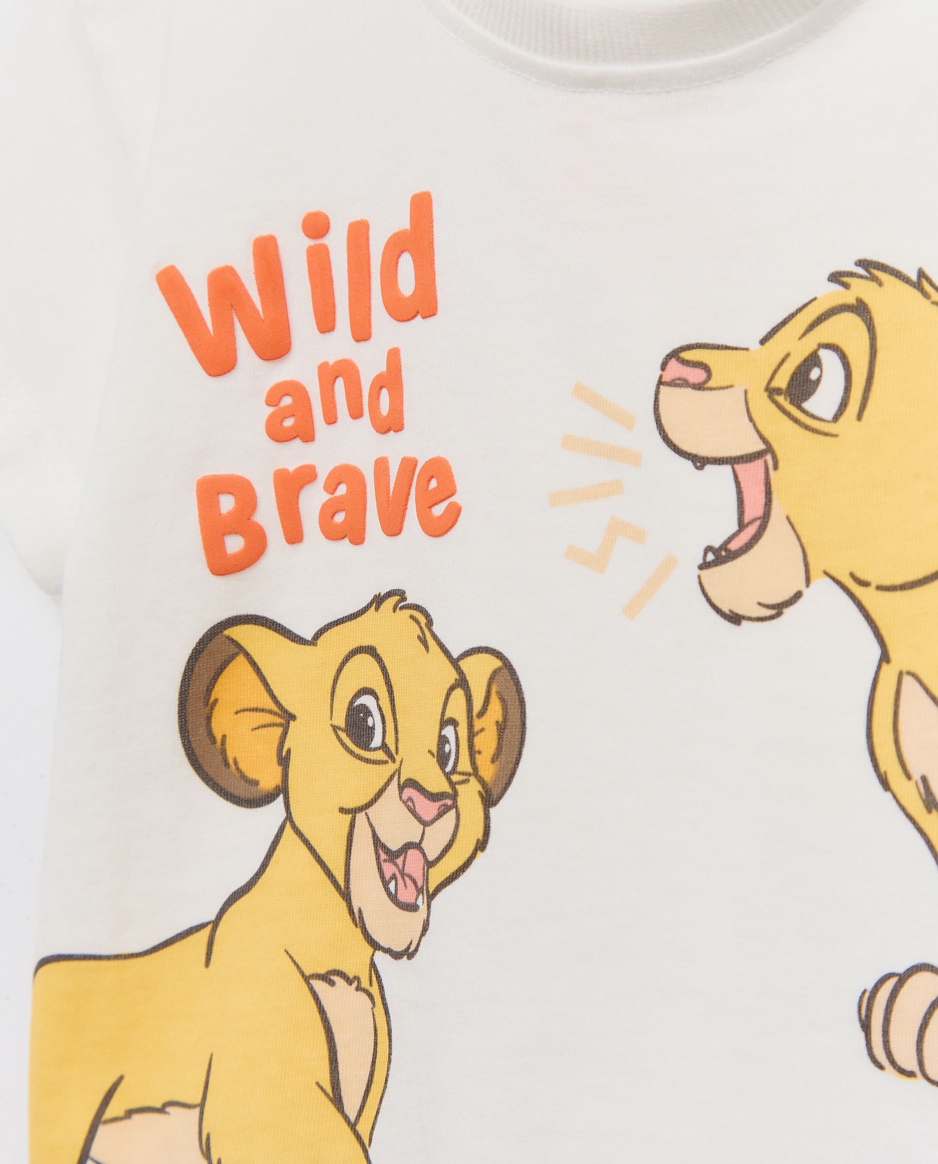 T-shirt de Manga Curta de Bebé com Estampado O Rei Leão Branco-marfim-3