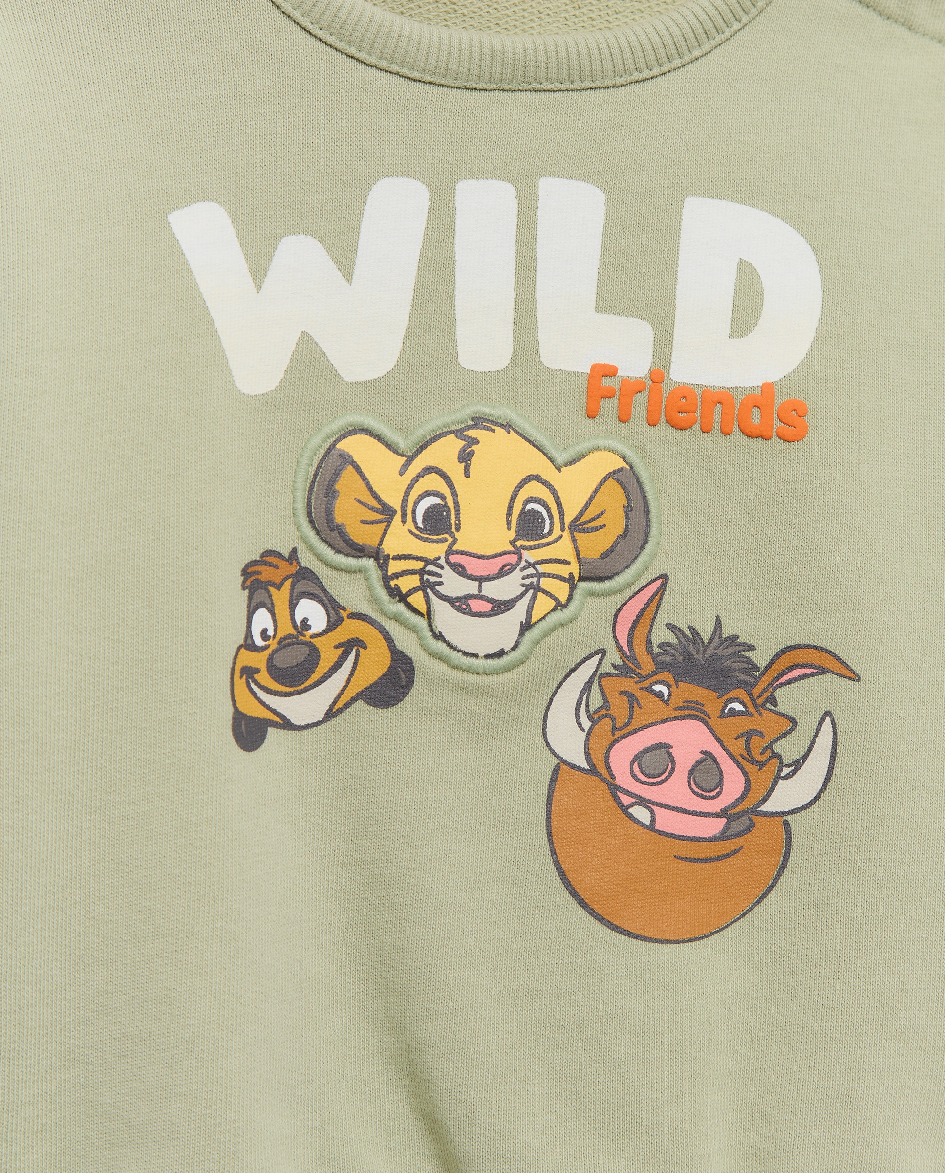 Sweatshirt Fechada de Bebé sem Capuz e com Estampado O Rei Leão Verde-3