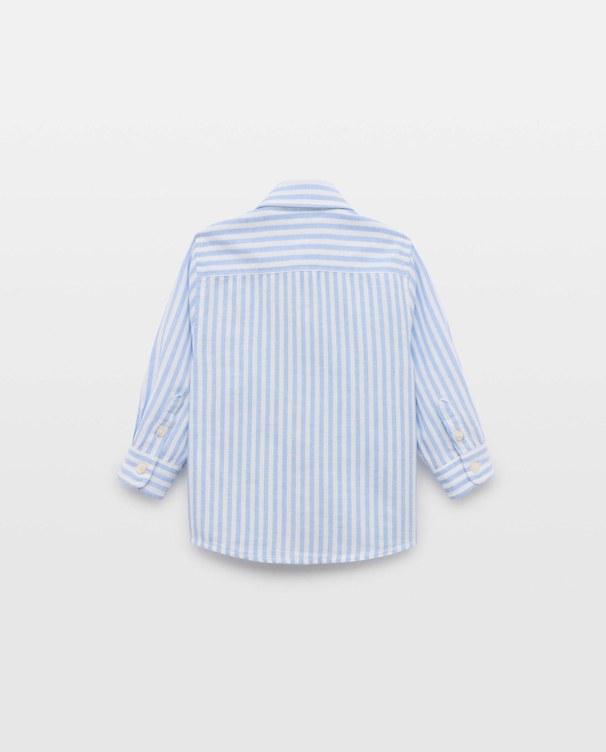 Camisa de bebé algodón-lino rayas 400 Azul-2