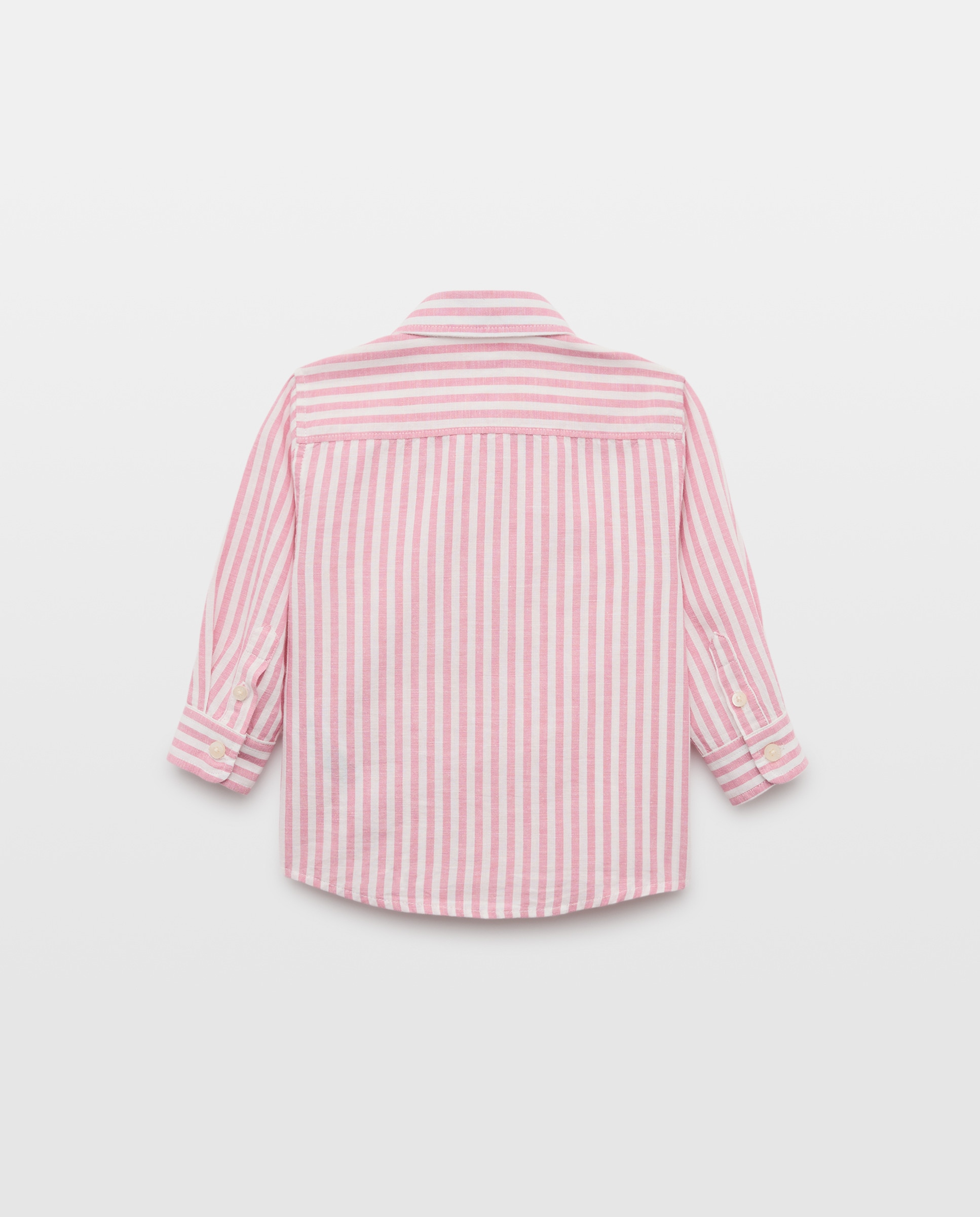 Camisa de bebé algodón-lino rayas 230 Rosa oscuro-2